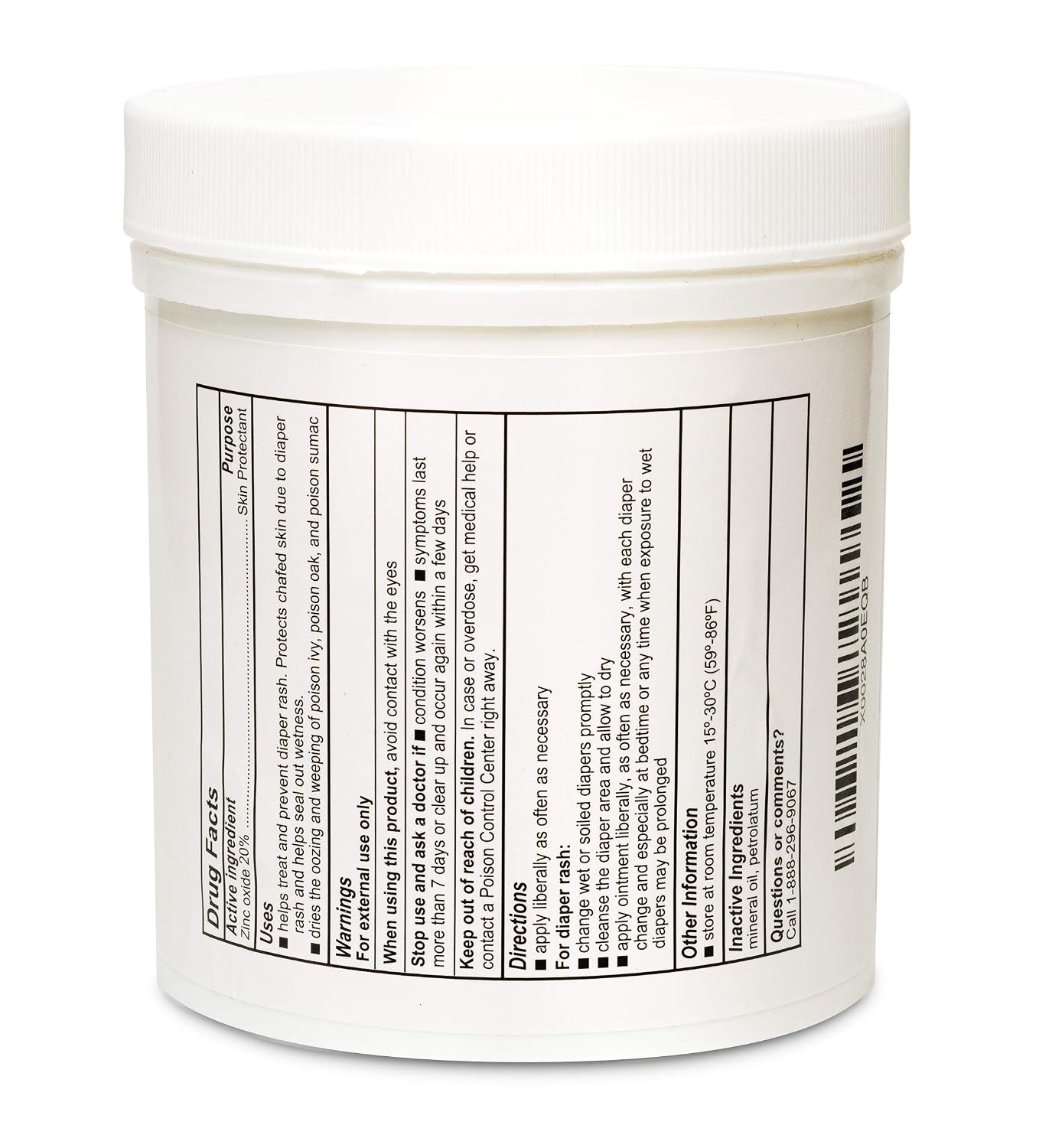 Globe Zinc Oxide Ointment 20%, Skin Protectant Barrier, 16 oz Jar