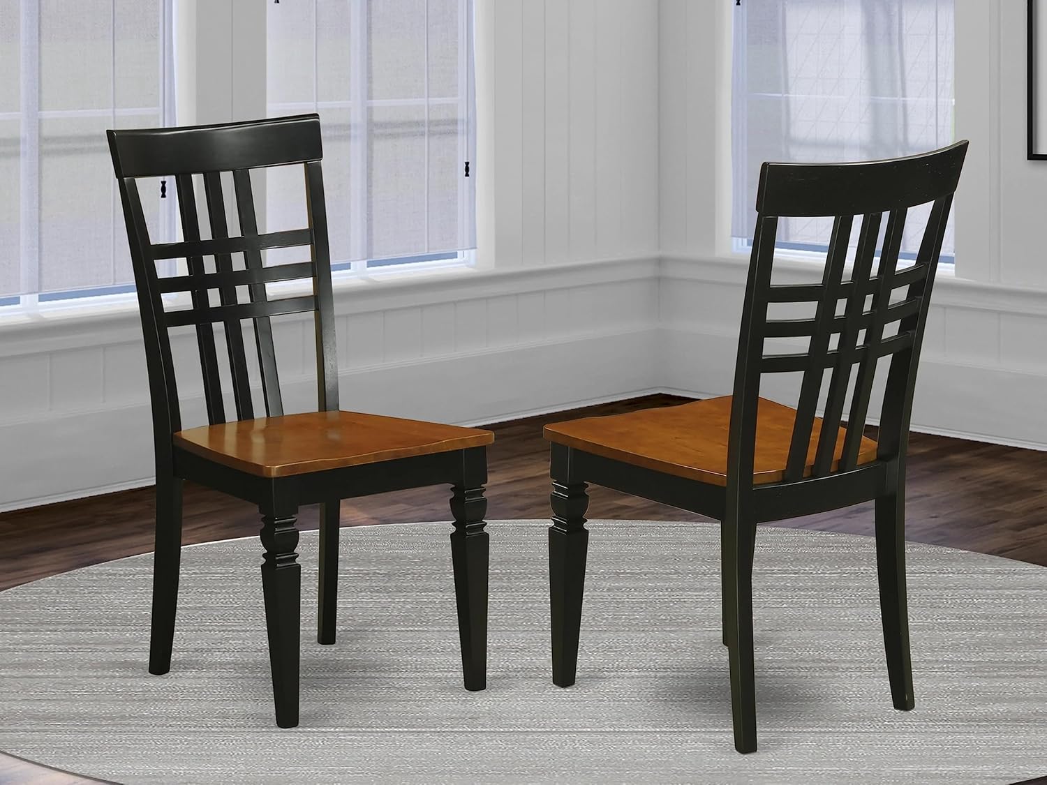 East West Furniture LGC-BCH-W Logan Dining Room Chairs - Stylish Back Solid Wood Seat Chairs, Set of 2, Black & Cherry