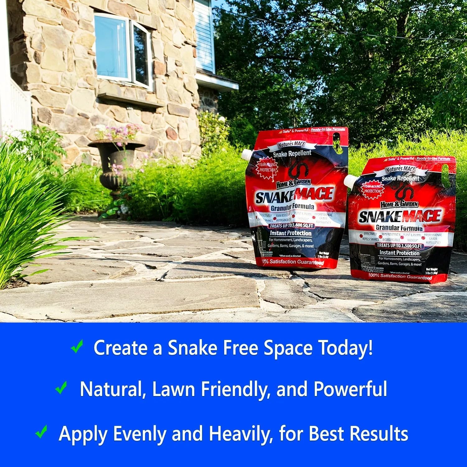Nature's MACE Snake Mace Snake Repellent 48 oz Granules | Snake Repellent Granules for Yard, Outdoor Use, Keep Away Reptiles, Home, Garden, Granular Deterrent, Plant Friendly.