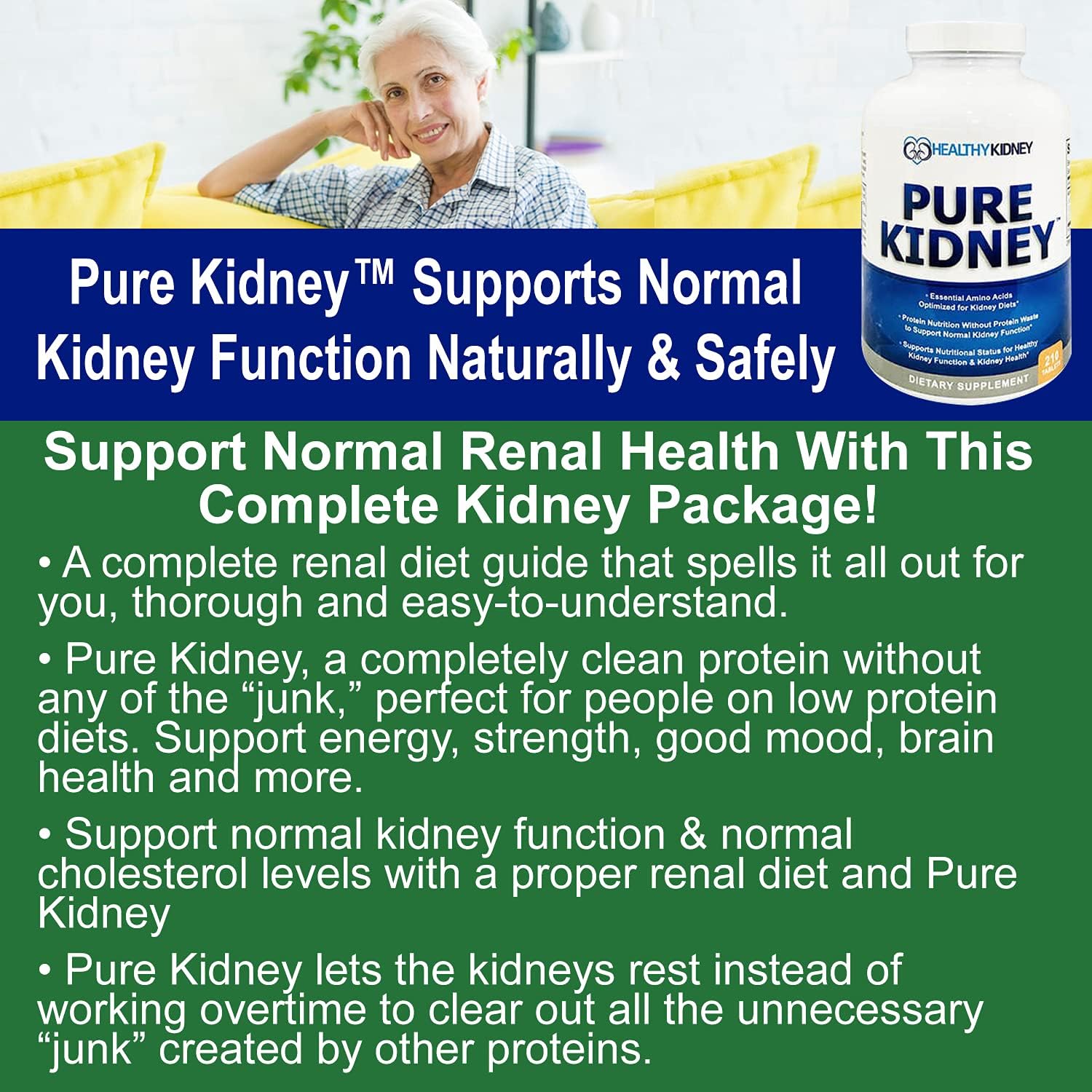 Pure Kidney Health Supplement and Renal Diet Cookbook for Rejuvenation