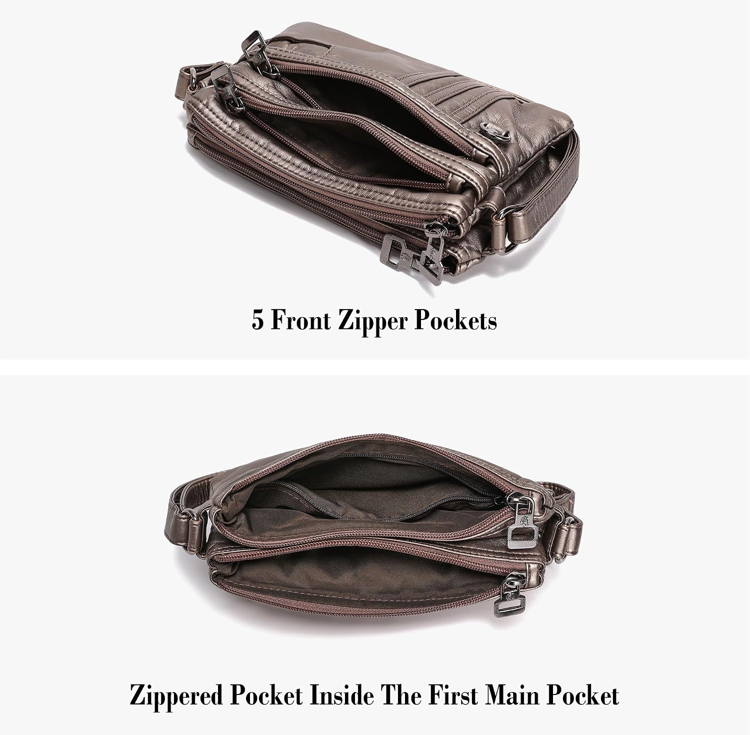 MINICAT Multi Pocket Small Crossbody Purses for Women Everyday Shoulder Bag | Lightweight Organizer, Cross body Bag with Multiple Zipper Pockets, Vegan Leather, Phone Purse for Travel Casual Daily