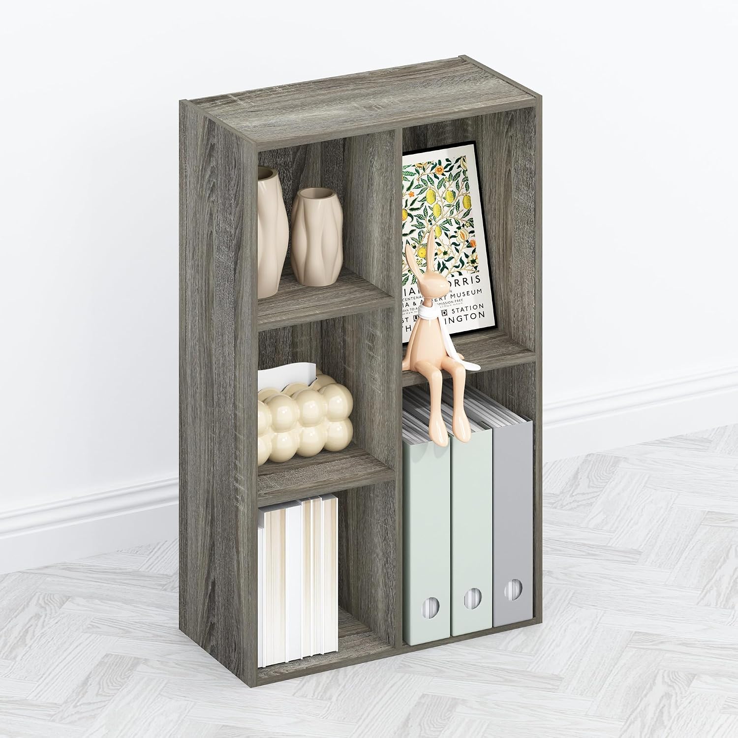 Furinno Moretti 3-Tier Metal Frame TV Stand, French Oak Grey