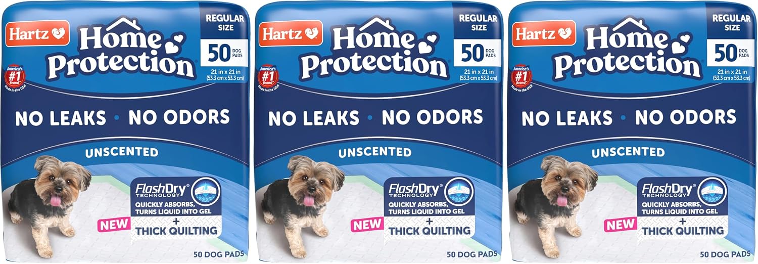 Hartz Home Protection Super Absorbent Odor Eliminating No Leaks Dog Pads, 50 Count