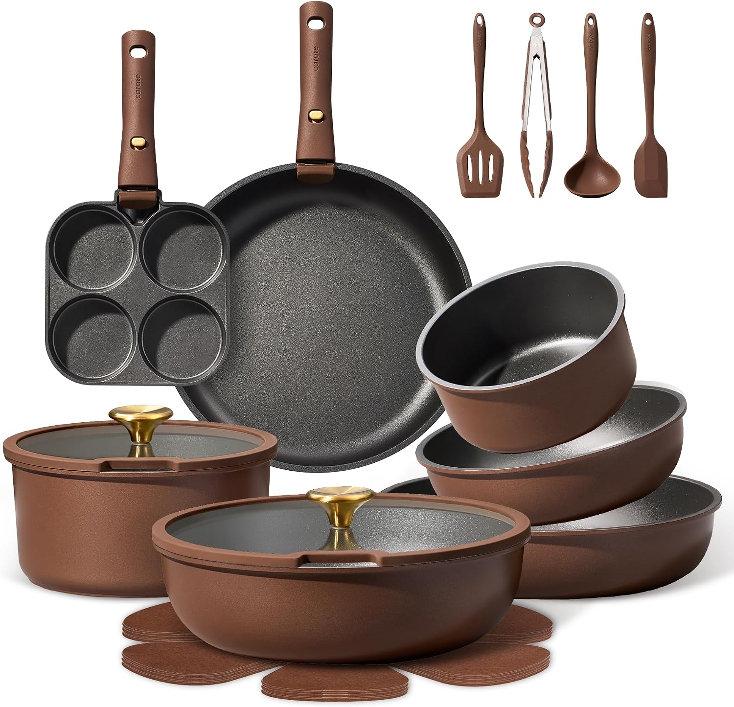 CAROTE 21pcs Pots and Pans Set, Nonstick Cookware Set Detachable Handle, Induction Kitchen Cookware Sets Non Stick with Removable Handle