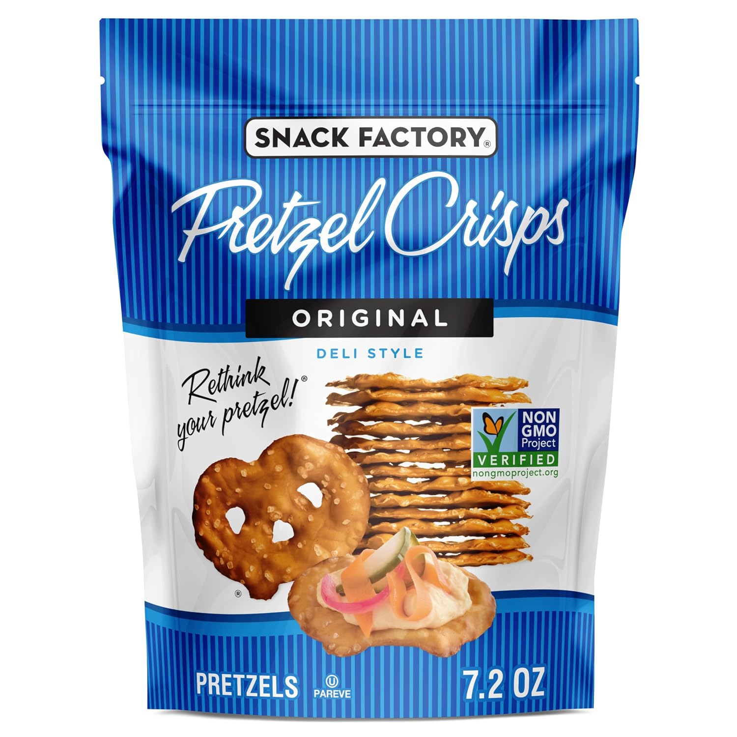 Snack Factory Original Pretzel Crisps, Non-GMO, 14 oz Party Size Bag