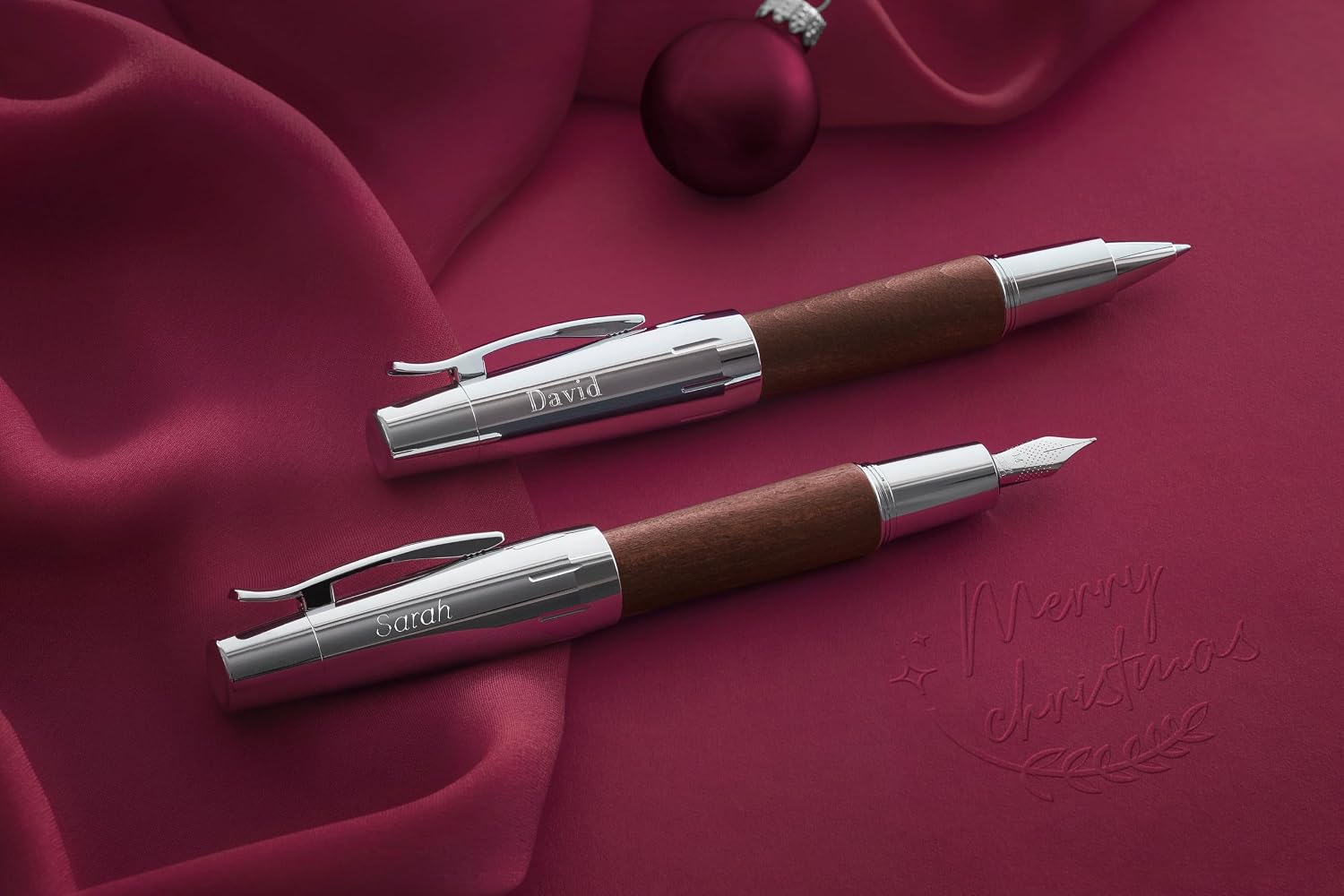 Faber-Castell e-motion Fountain Pen, Wood and Chrome Brown - Fine