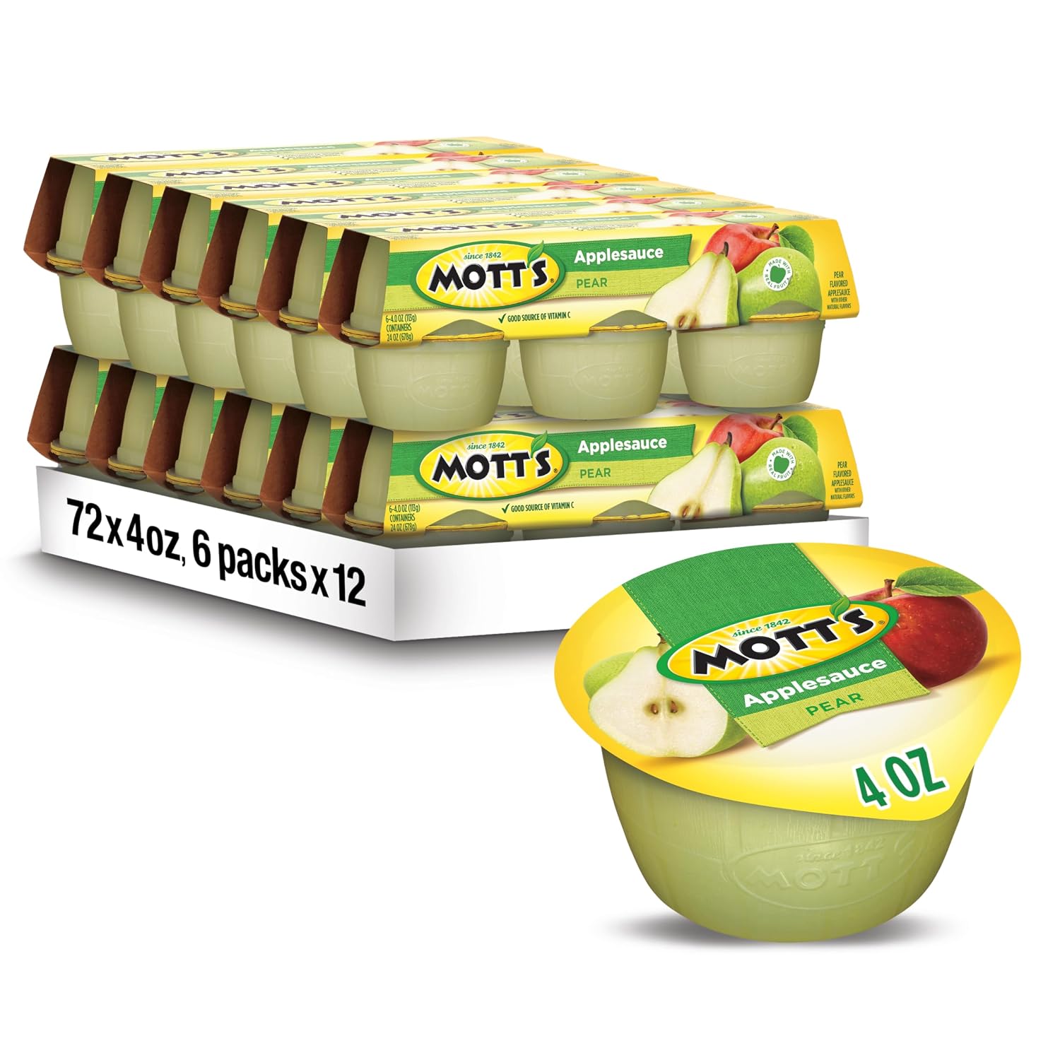 Mott's Applesauce, 4 Oz Cups, 36 Count, No Artificial Flavors, Good Source of Vitamin C, Nutritious Option for The Whole Family