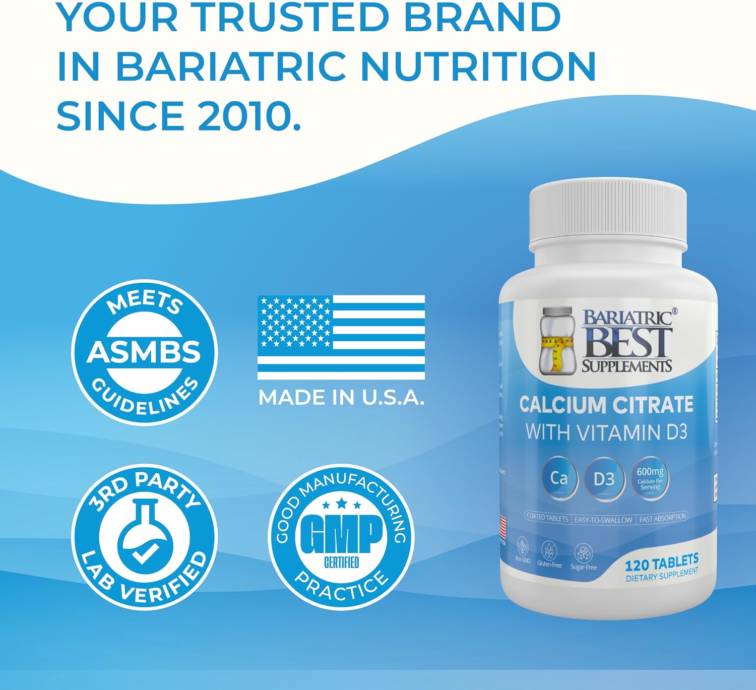 Bariatric Calcium Citrate with Vitamin D3 | 600mg | Higher Dose Than Most Competitors | Post-Bariatric Surgery | Gastric Bypass & Sleeve | ASMBS