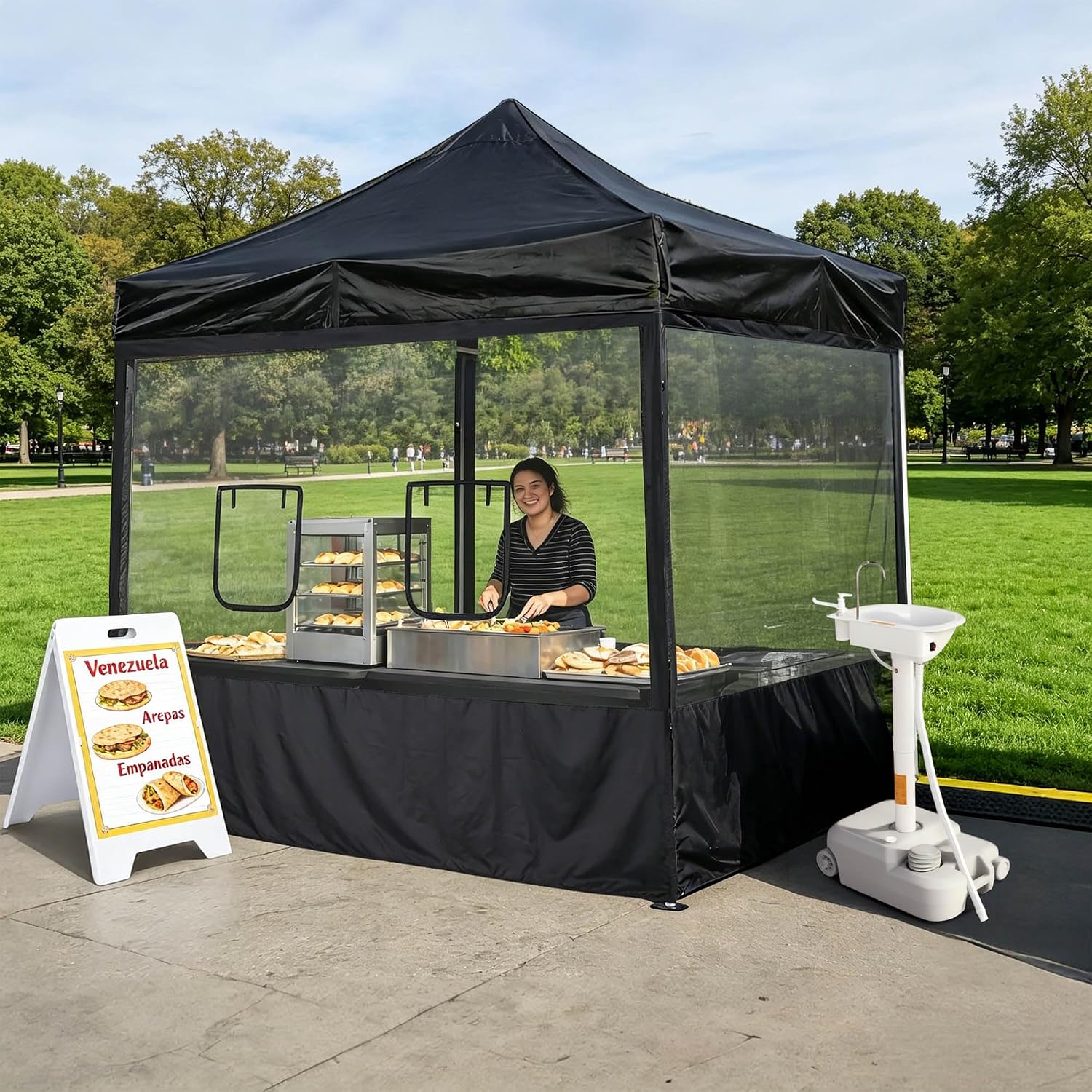 Yescom Pop Up Canopy Half Mesh Sidewall with Window 10x10Ft for Food Booth