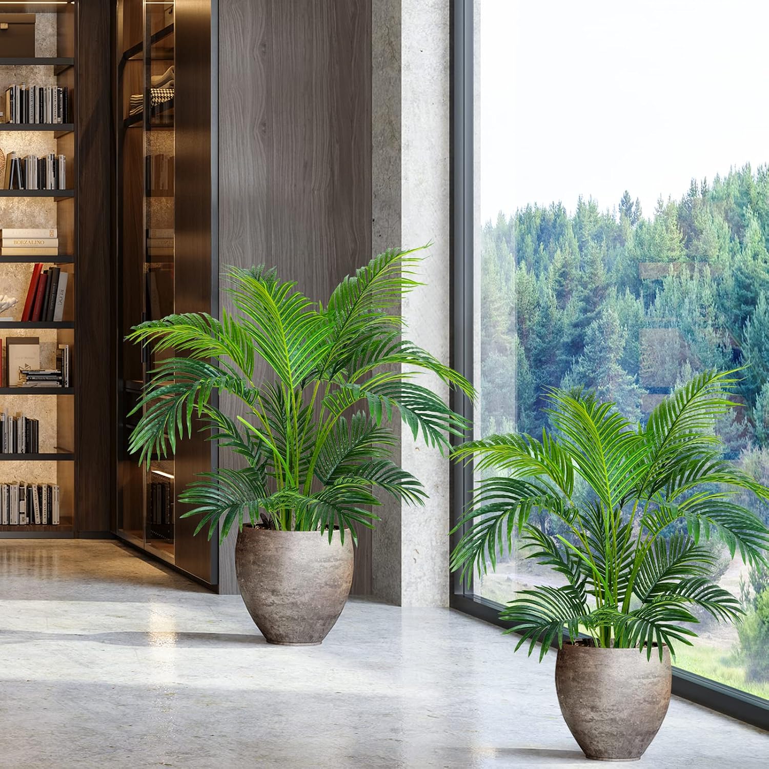Worth Garden 4ft Artificial Areca Palm Plant, Fake Cane Palm Silk Tree Indoor Outdoor, Dypsis Lutescens