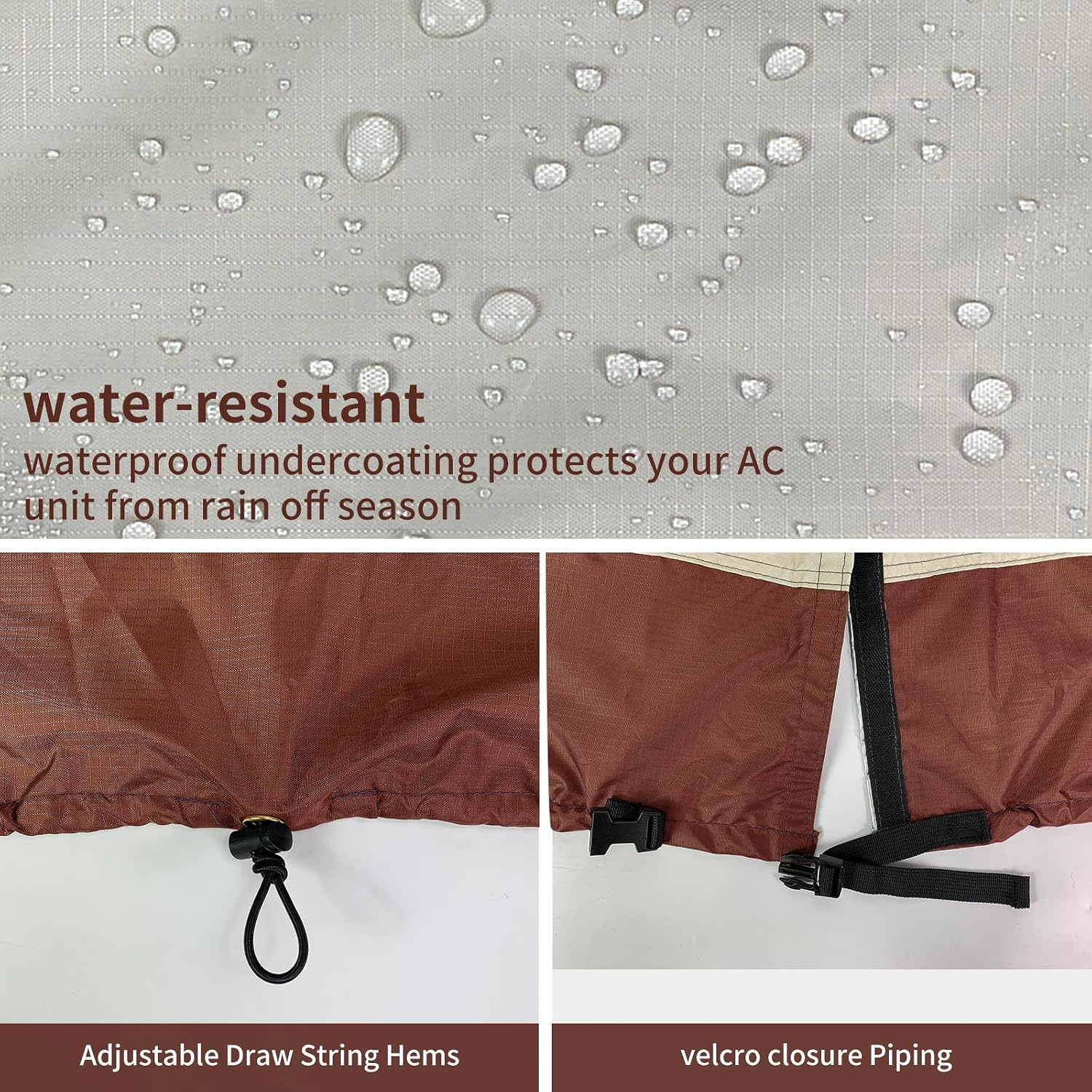 Air Conditioner Cover for Outside Units-Sturdy AC Cover, Water-Resistant, sturdy, with Mesh Vents and Elastic Hem Cord