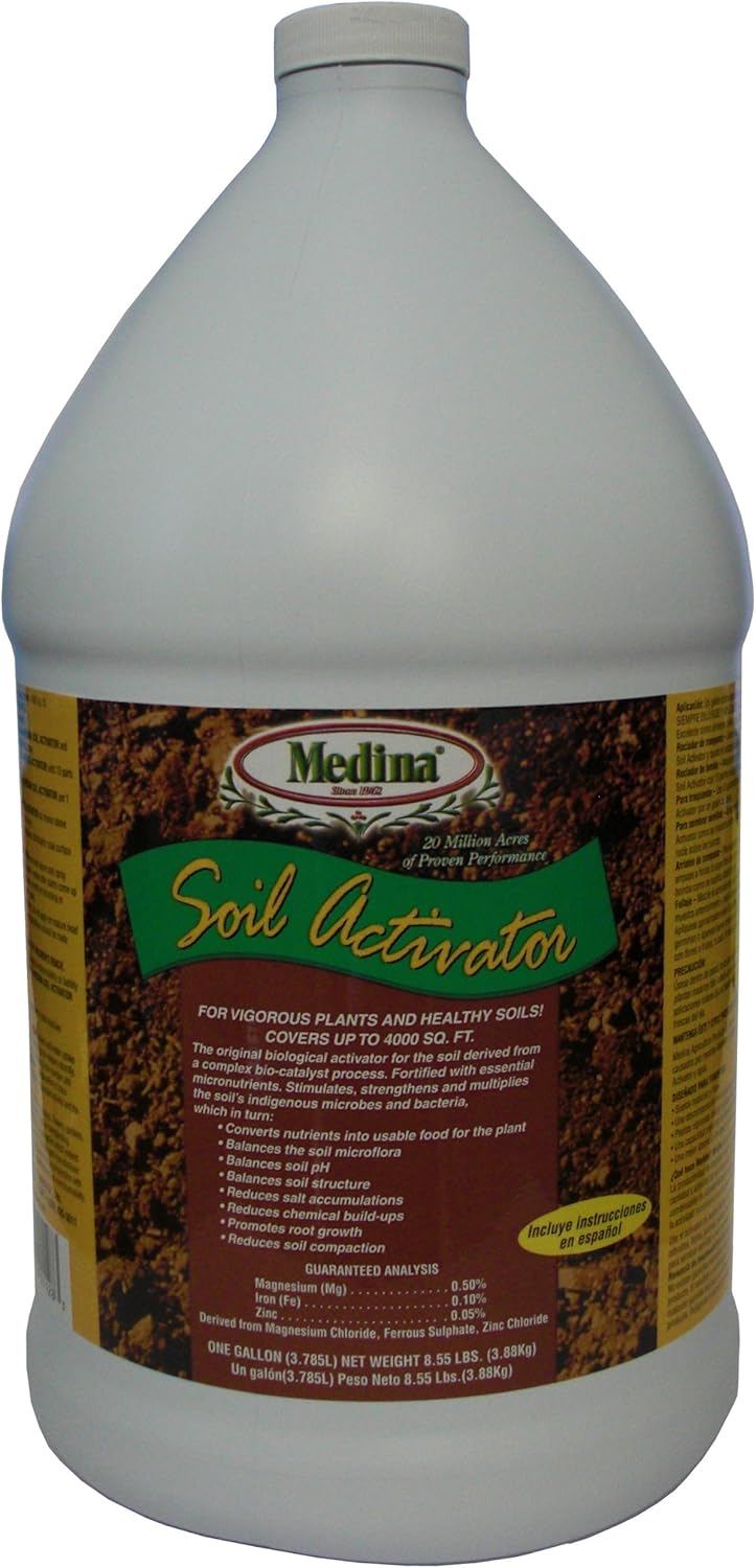 Medina Liquid Soil Activator, 1 Gal | Liquid Fertilizer for Indoor and Outdoor Plants, Promotes Root Growth, Balances Soil Compaction