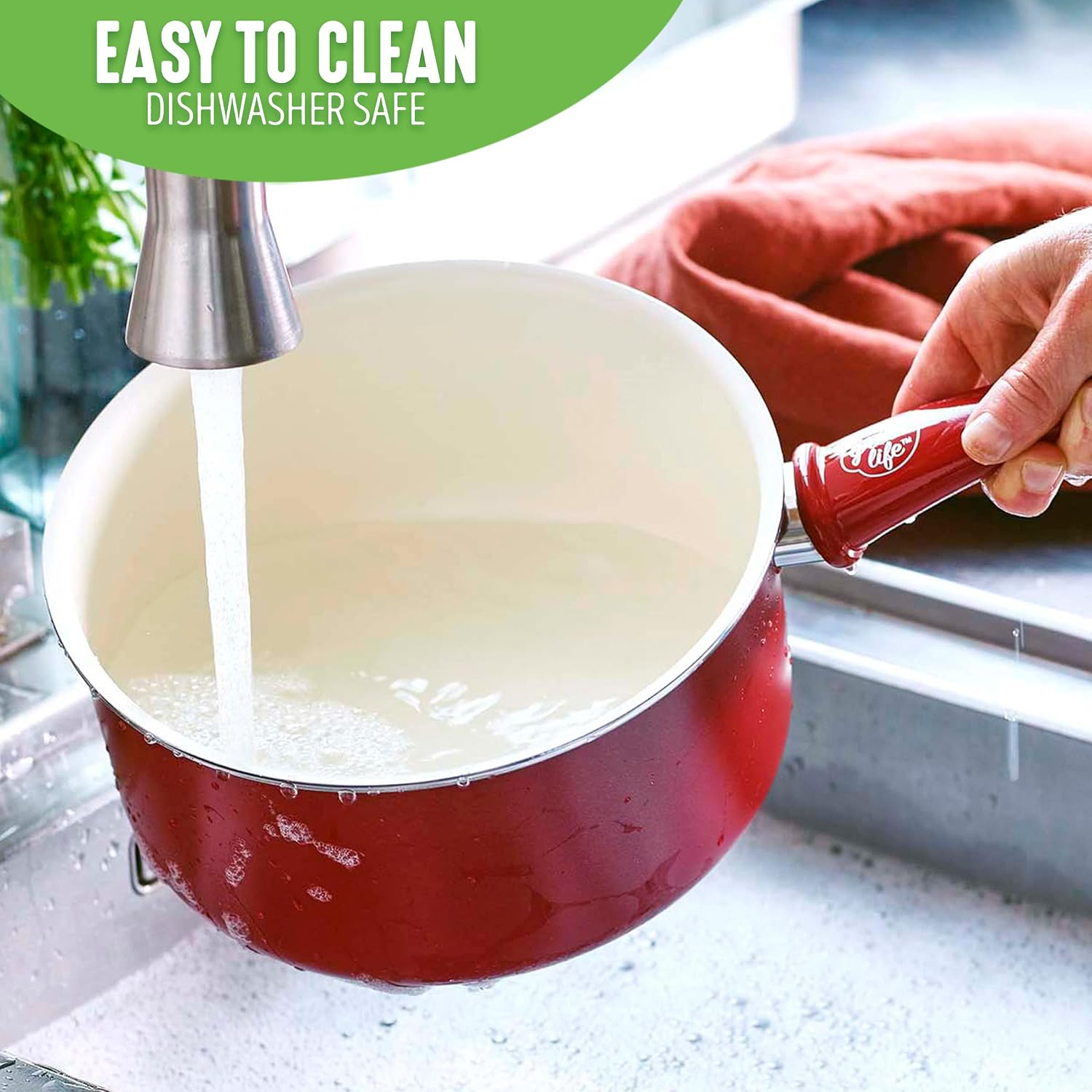 GreenLife Soft Grip 1QT and 2QT Saucepan Set, Healthy Ceramic Nonstick, Non Toxic PFAS & PFOA-Free, Dishwasher Safe, Glass Lids, Stay-Cool Handles, Easy Clean Cookware, Kitchen Essentials, Turquoise