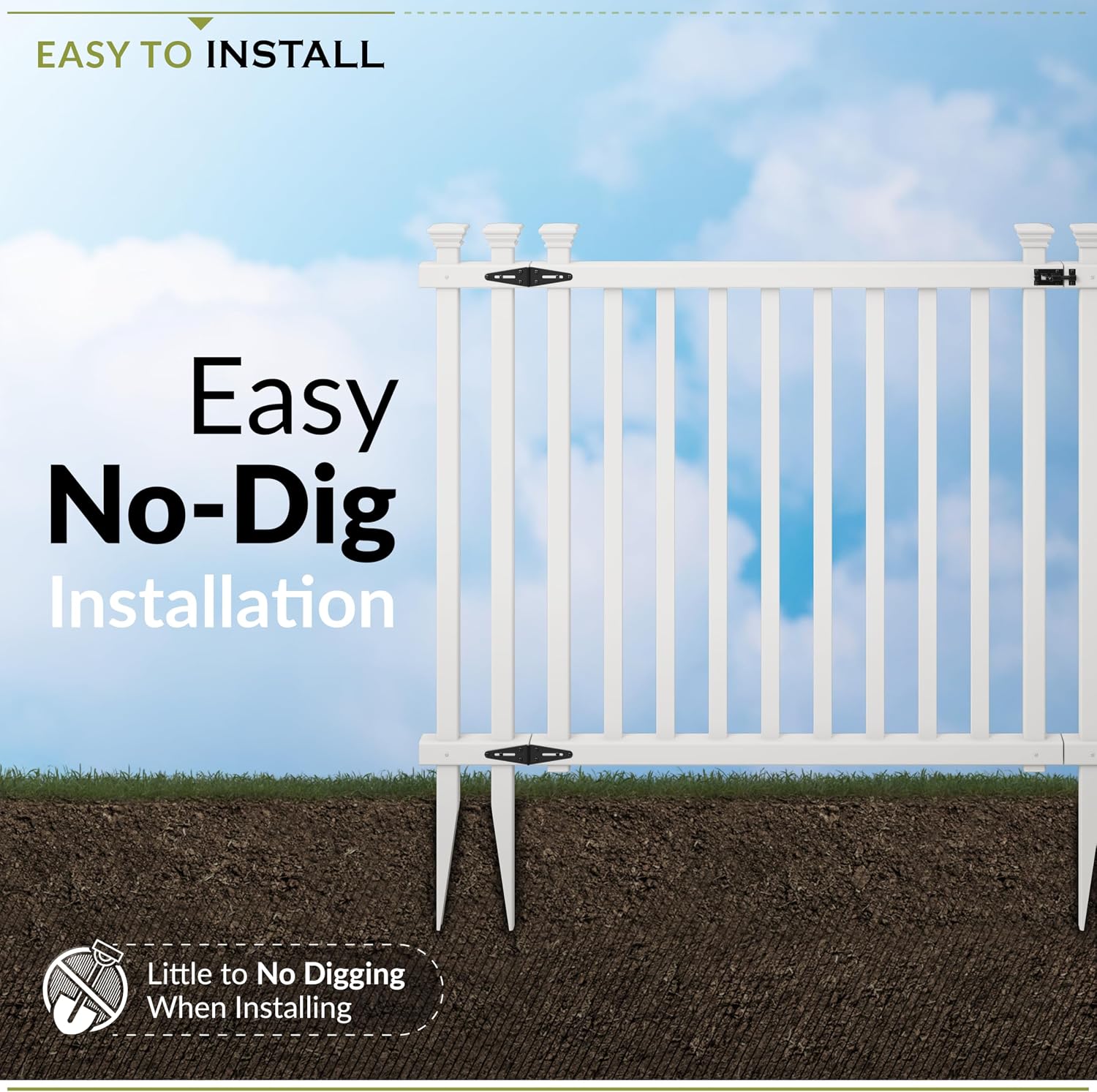 Zippity Baskenridge Picket Gate, White Vinyl DIY No Dig Kit | 3ftH x 4.2ftW, 1 Gate, ZP19038