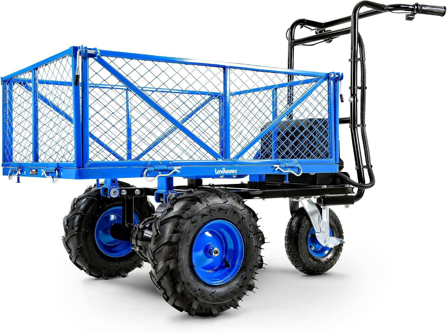 Landworks Utility Service Cart Wheelbarrow Power Wagon, Super Duty Electric 48V DC Li-Ion Battery Powered, 500 lbs Load & 1000+ lbs Hauling Capacity