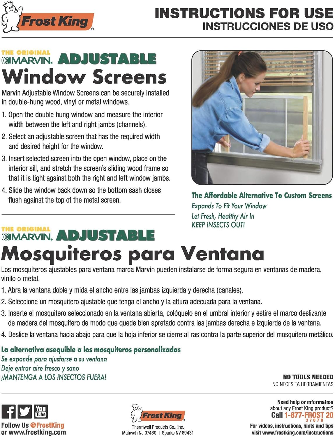 Frost King AWS1025 WB Marvin Adjustable Window Screen, 10" high, fits 15 - 25" wide