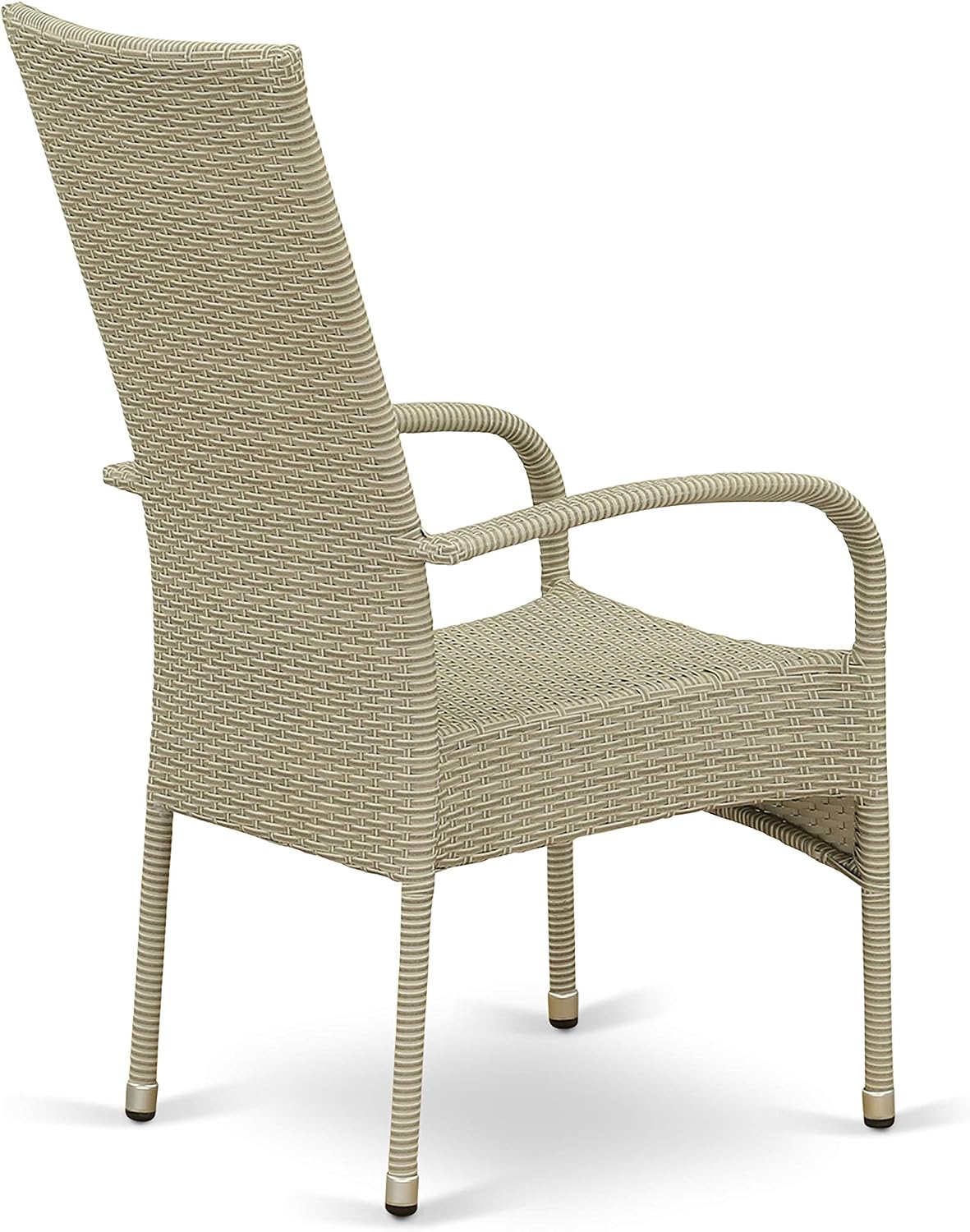 East West Furniture OSLC103A Oslo Outdoor Wicker Dining Arm Chairs with Cushion, Set of 2, Natural Linen