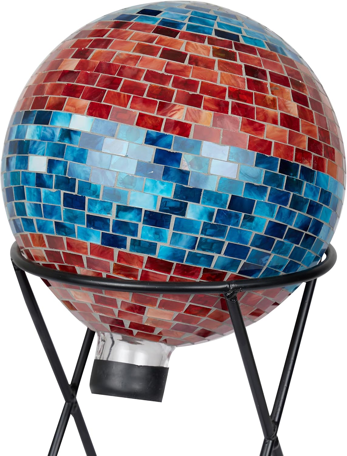 Alpine Corporation 10" Diameter Indoor/Outdoor Glass Mosaic Gazing Globe Yard Decoration, Purple Pearlized Petals Design