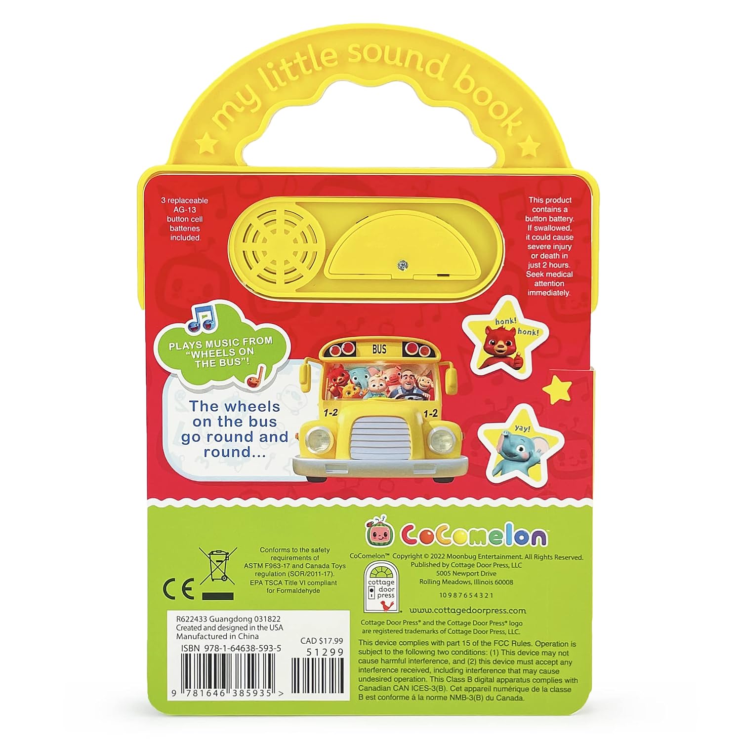 CoComelon Wheels on the Bus: 3-Button Sound Board Book for Babies and Toddlers, Ages 1-4