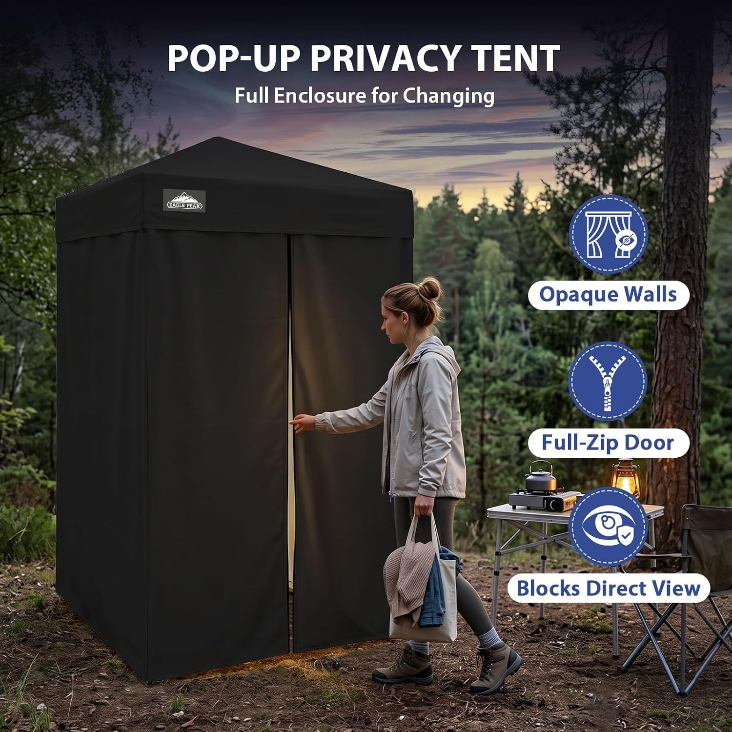 EAGLE PEAK 4x4 Pop Up Changing Tent, Outdoor Changing Room, Gray/White