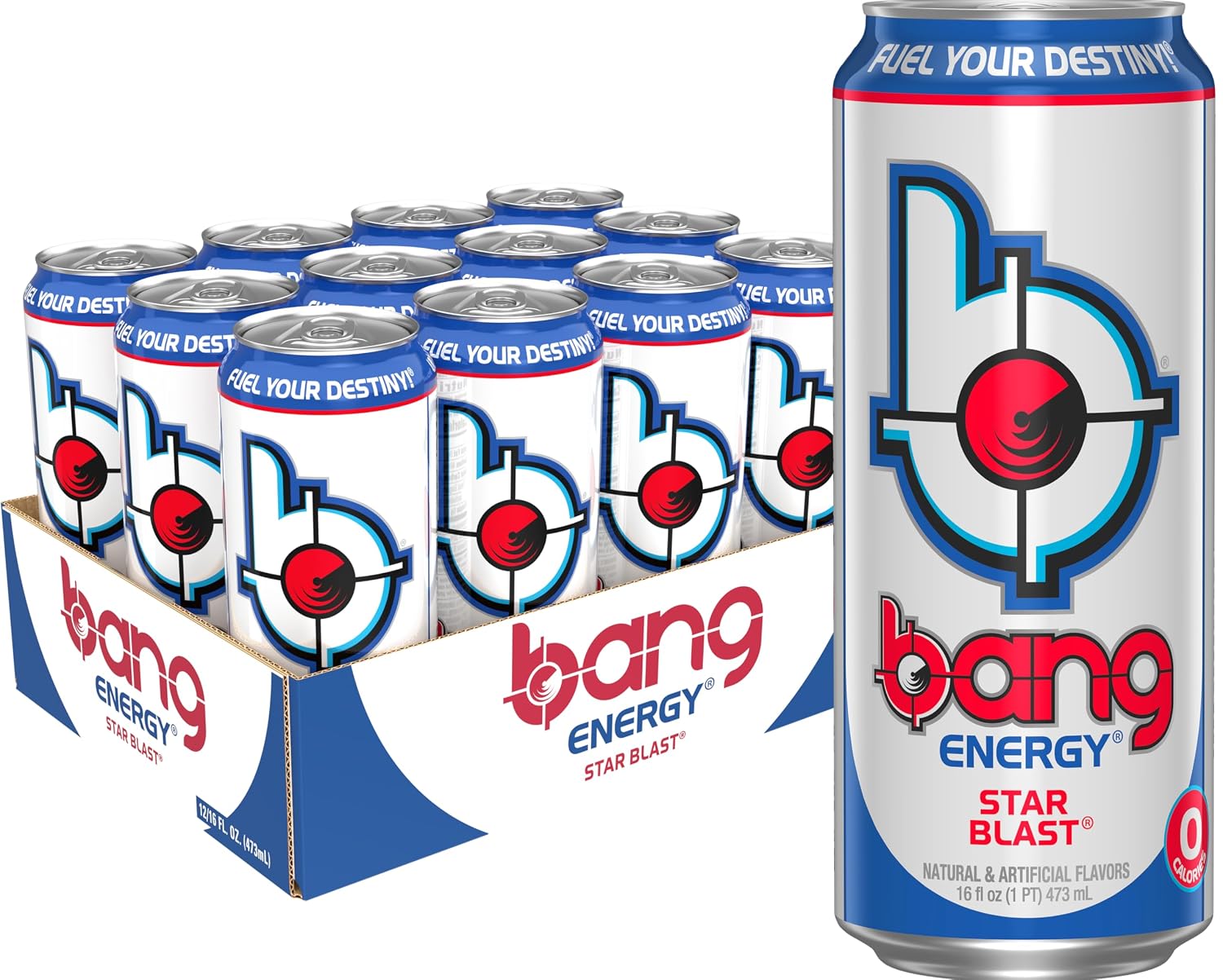 Bang Energy Blue Razz, Sugar-Free Energy Drink, 16-Ounce | Pack of 12