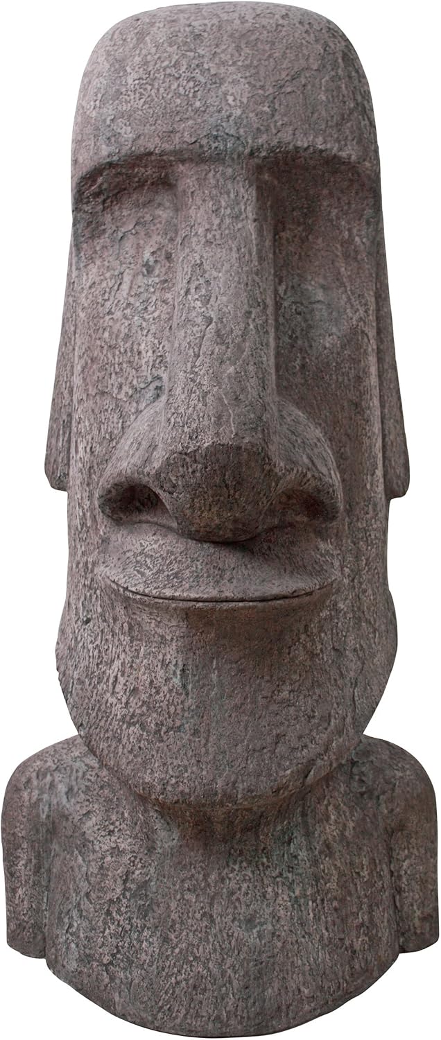 Design Toscano Easter Island Ahu Akivi Moai Monolith Garden Statue, Extra Large, 32 Inch, Cast Stone Resin, Grey Stone