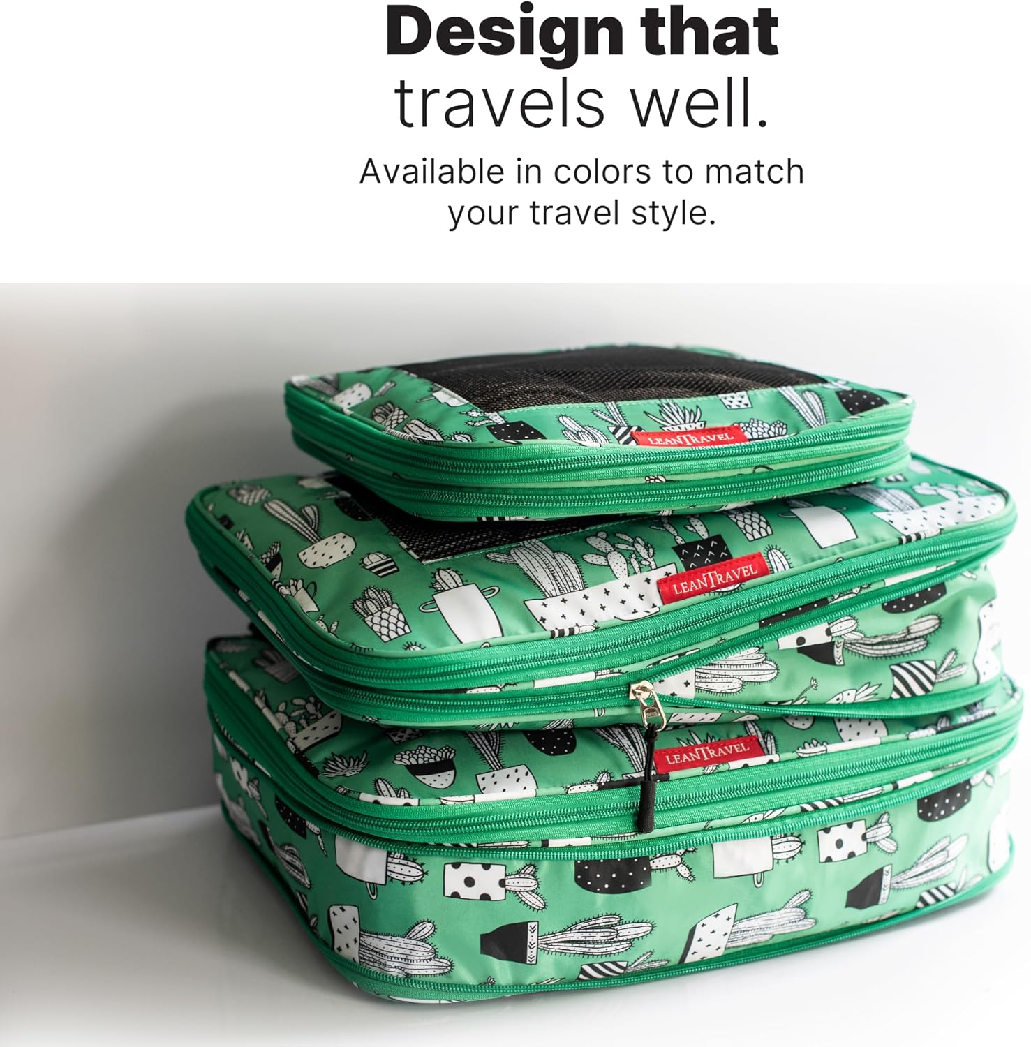 LeanTravel Premium Compression Packing Cubes for Travel - Suitcase Organizer Bags with Double Zipper & Breathable Mesh Panel - Space Saving Carry On Luggage Essentials (6-Pack, Grey)