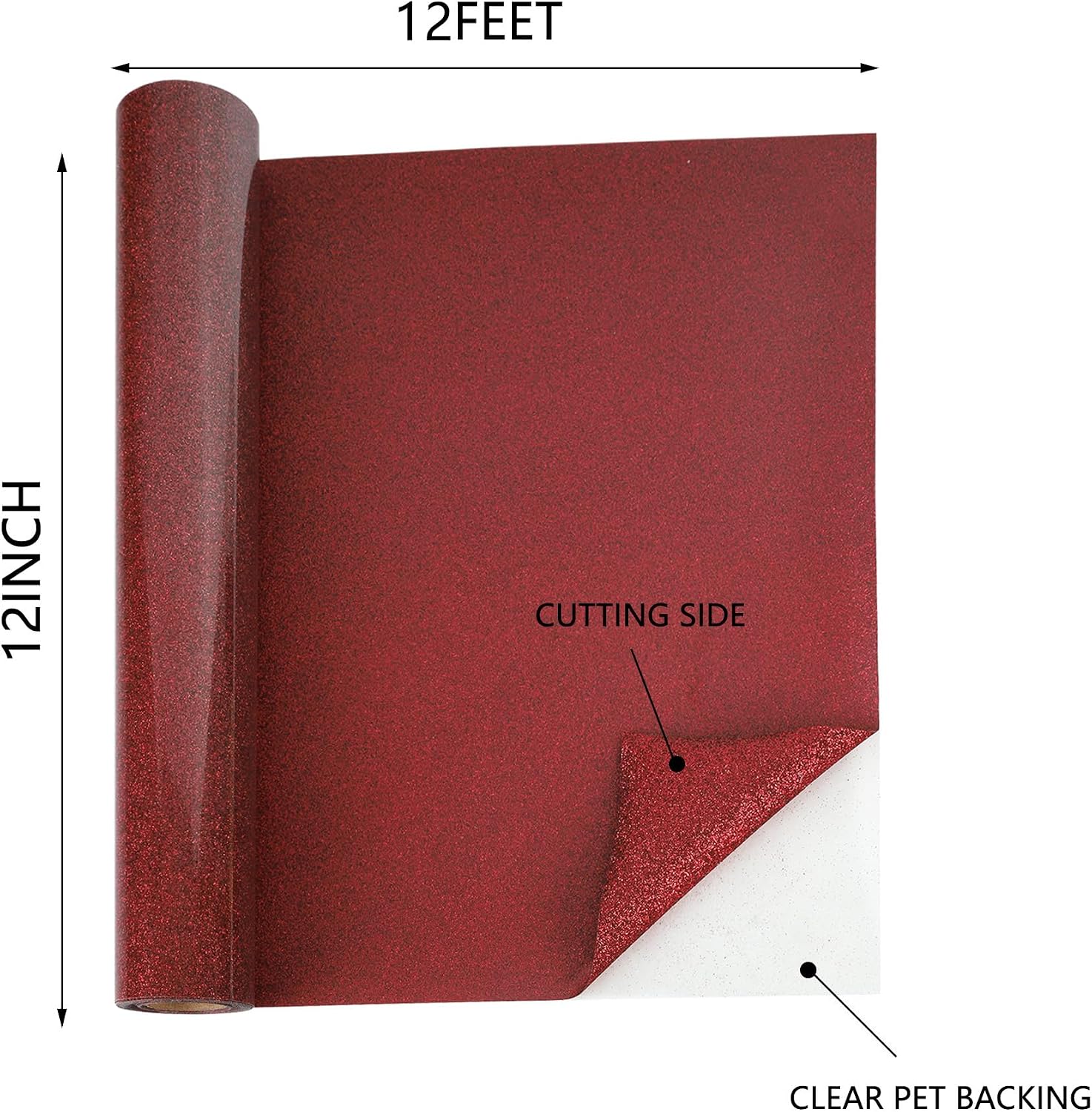 RENLITONG Heat Transfer Vinyl,12 Inch by 10ft White Iron on Vinyl