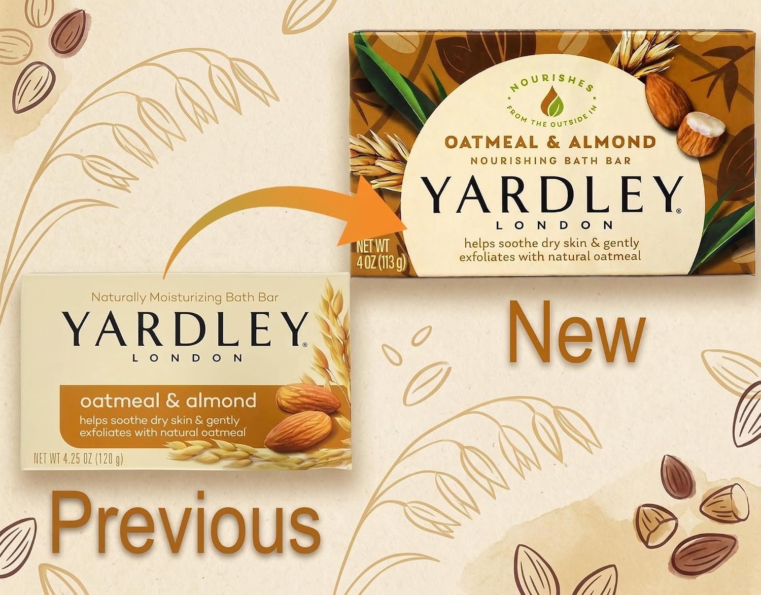 Yardley Oatmeal Almond Bath Bar 4oz - Pack of 2