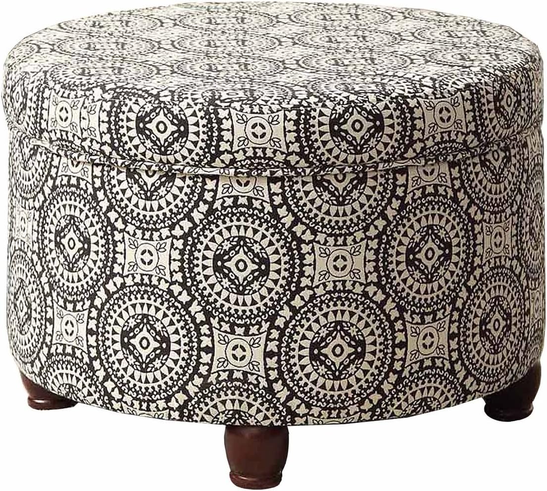 HomePop 24" Large Leatherette Storage Ottoman - Distressed Brown Faux Leather