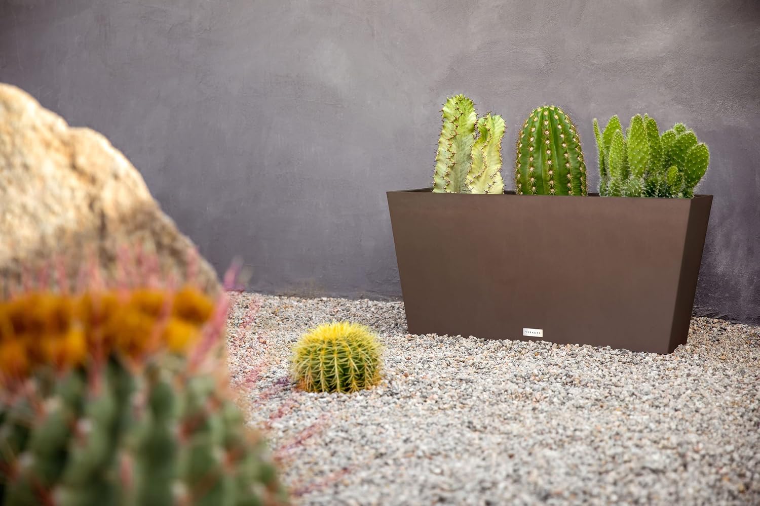 Veradek Pure Series Midori Planter - Wide Outdoor Planter | Made From Durable Plastic With Pre-Drilled Drainage Holes. Modern Porch/Patio Décor for Plants, Flowers and Herbs