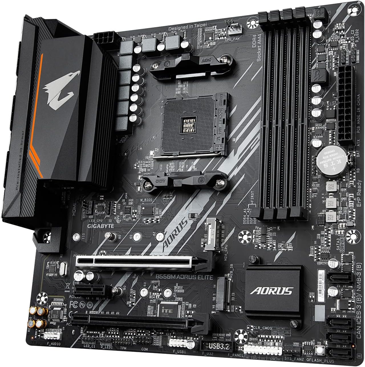 Gigabyte GIGABYTE B550M AORUS Elite (AM4/ AMD/ B550/ Micro-ATX/ DDR4/ Dual M.2/ PCIe 4.0/ Realtek GbE LAN/Gaming Motherboard)