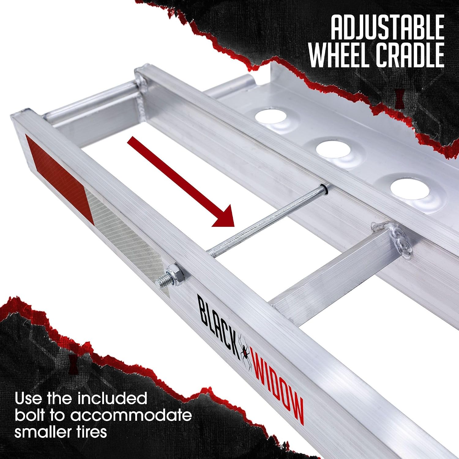Black Widow Aluminum Dirt Bike Hitch Carrier with Ramp, 400 lb Capacity | Non-Folding Motorcycle, eBike & Fat Tire Bike Hauler for Truck & SUV, Fits 2-Inch Class III/IV Hitch Receiver