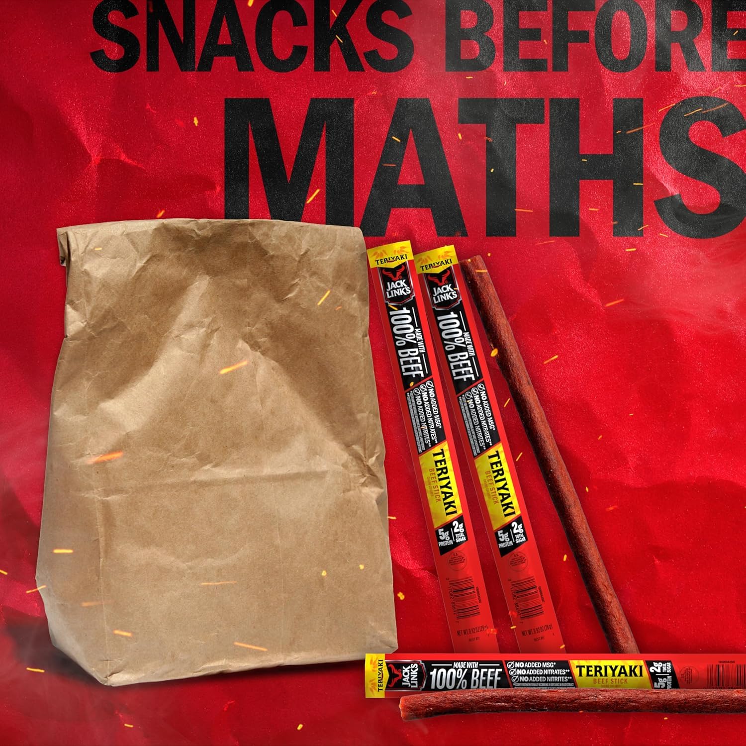 Jack Link's Original Beef Jerky Sticks - Made with 100% Real Beef - Ready to Eat Real Meat Protein Snacks - 6g Protein per Serving - 0.92 oz Meat Stick, 20 Count
