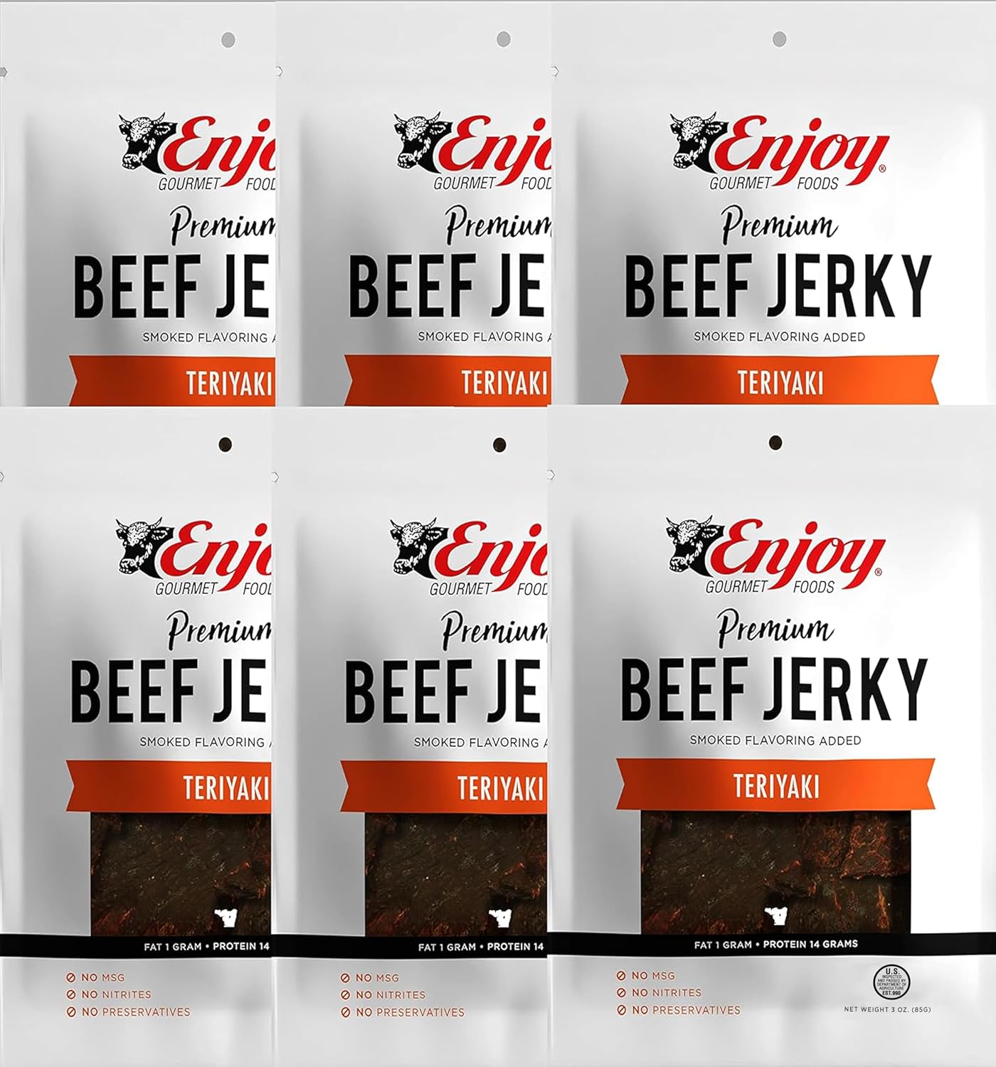 Enjoy Peppered Beef Jerky 8 oz (Pack of 1) | High Protein | No Nitrites