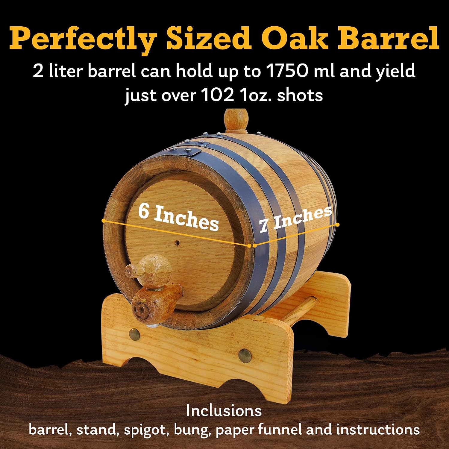 3L Charred Oak Aging Barrel for Whiskey, Rum & Wine