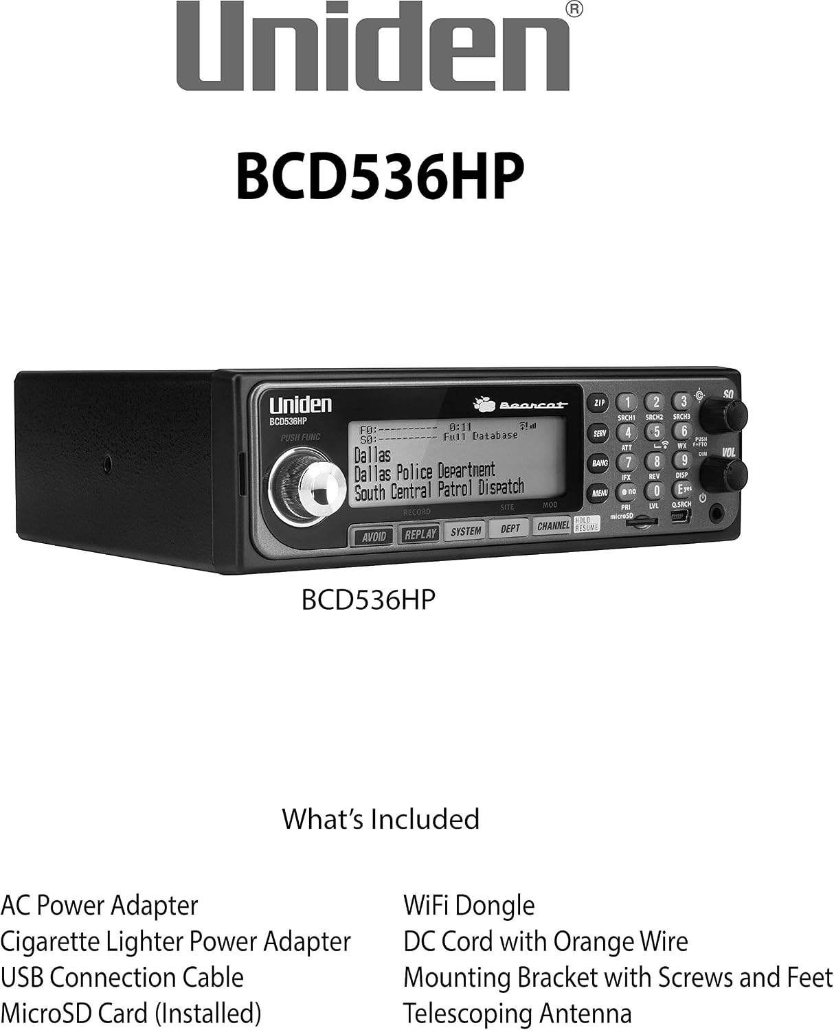 Uniden BCD536HP HomePatrol Series Digital Phase 2 Base/Mobile Scanner with HPDB and Wi-Fi & (BC20) Bearcat 20-Watt External Communications Speaker
