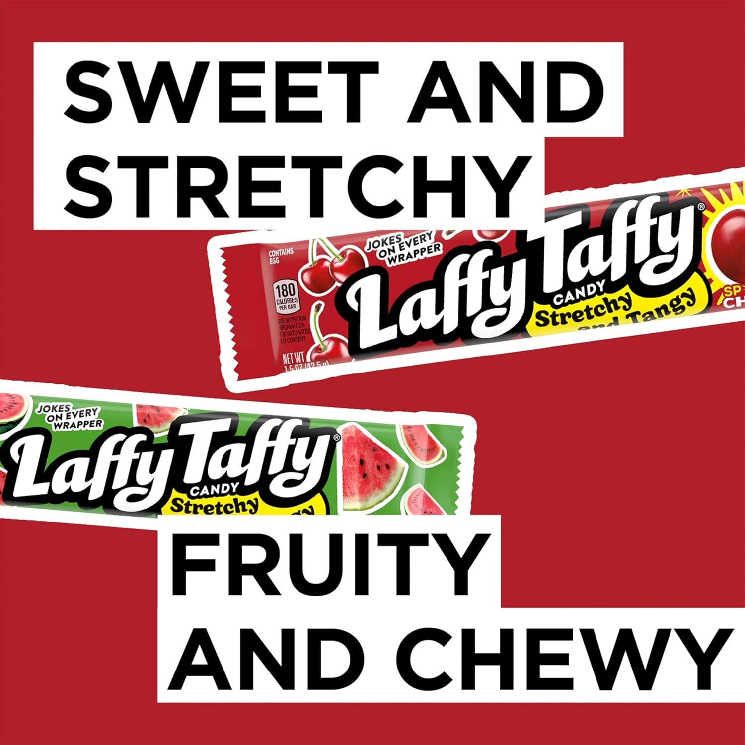 Laffy Taffy Variety Box, Grape Watermelon Cherry Chewy Candy, 1.5 oz, 24 Ct | Grape, watermelon, cherry stretchy tangy taffy, individually wrapped, jokes on wrapper, lunchbox, sharing
