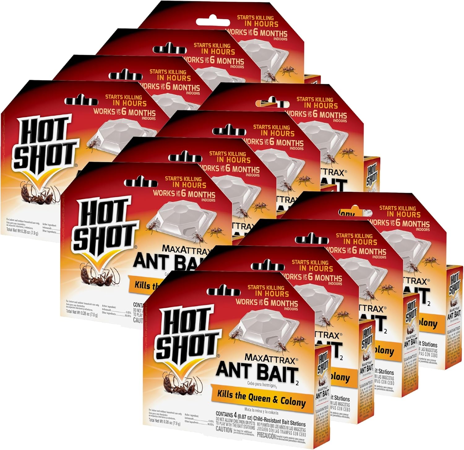 Hot Shot Ultra Liquid Ant Bait, Advanced Liquid Bait Technology Kills Common Household Ants Fast With No Drips Or Spills, 4 Count, Pack of 1 | Kills Common Household Ants In 24 Hours, For Indoor & Outdoor Use, Bait Stations Kill Ants With No Drip or Spil…