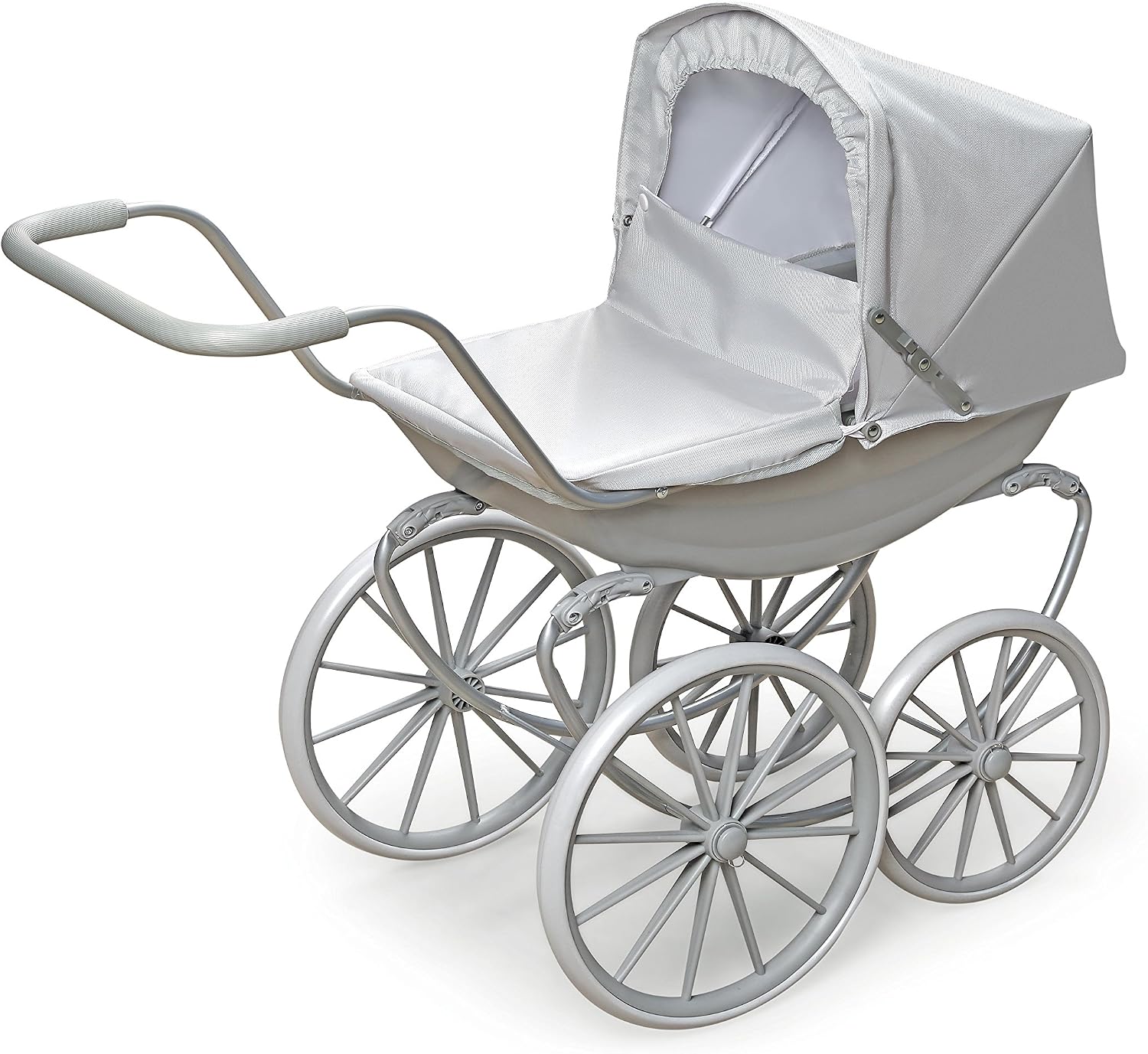 Badger Basket London Doll Pram Stroller with Canopy & Sturdy Handle - Gray | Fits 18-20" dolls, adjustable canopy, sturdy handle