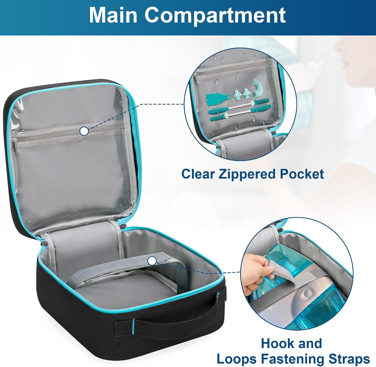 Yarwo Nose Cleaner Case Compatible with Navage Nasal Irrigation System | Portable Neti Pot Safety Travel Bag with Waterproof Lining for Nasal Care Kit
