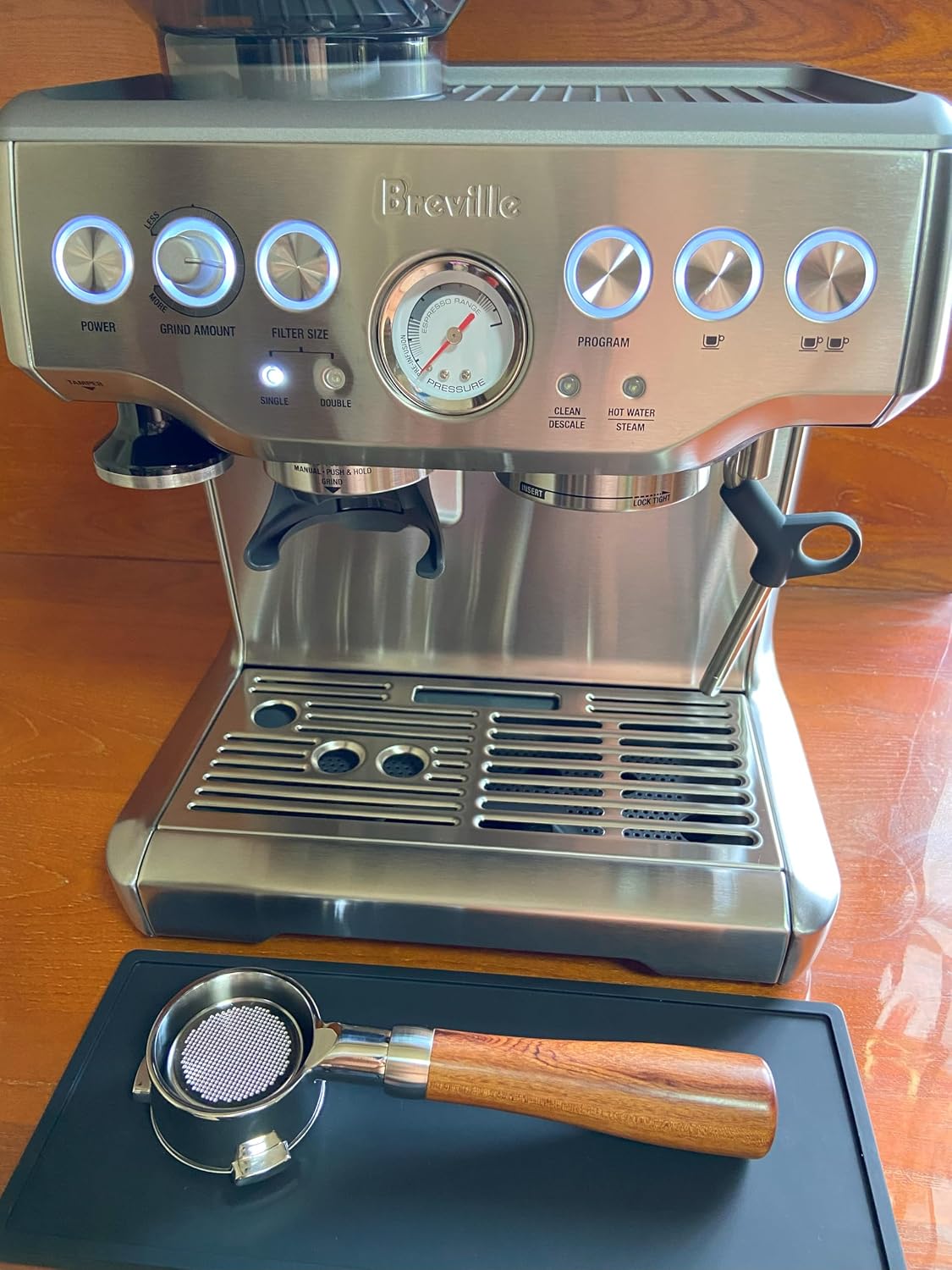54mm Filter Basket Stainless Steel Portafilter Basket Espresso Handle Compatible with Breville Portafilter BES870XL, BES860XL, BES840XL