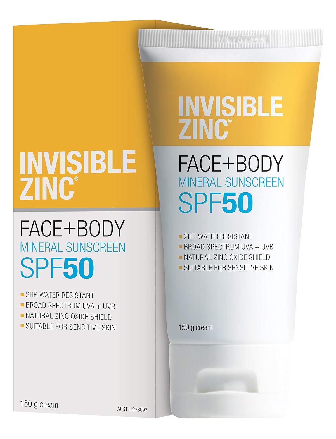 Invisible Zinc - Face + Body SunscreenSPF 50 UVA – UVB (150g/5.29oz)