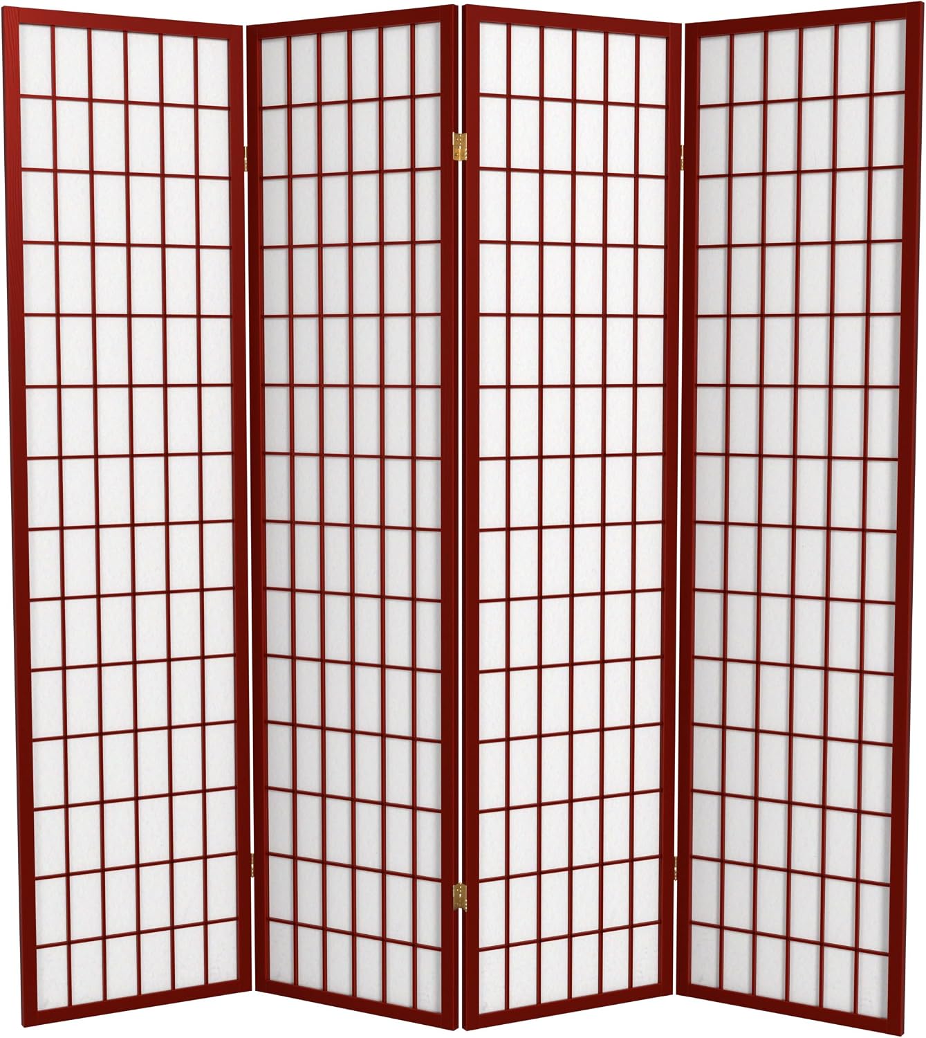 Red Lantern 6 ft. Tall Window Pane Shoji Screen - Walnut - 5 Panels