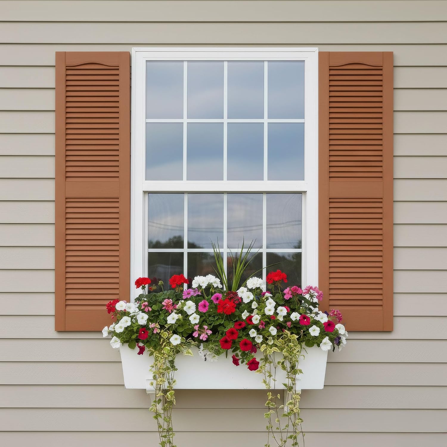 14 1/2"W x 60"H EverColor Open Louver Exterior Vinyl Shutters, w/Installation Shutter-Lok's & Matching Screws (Per Pair), Black