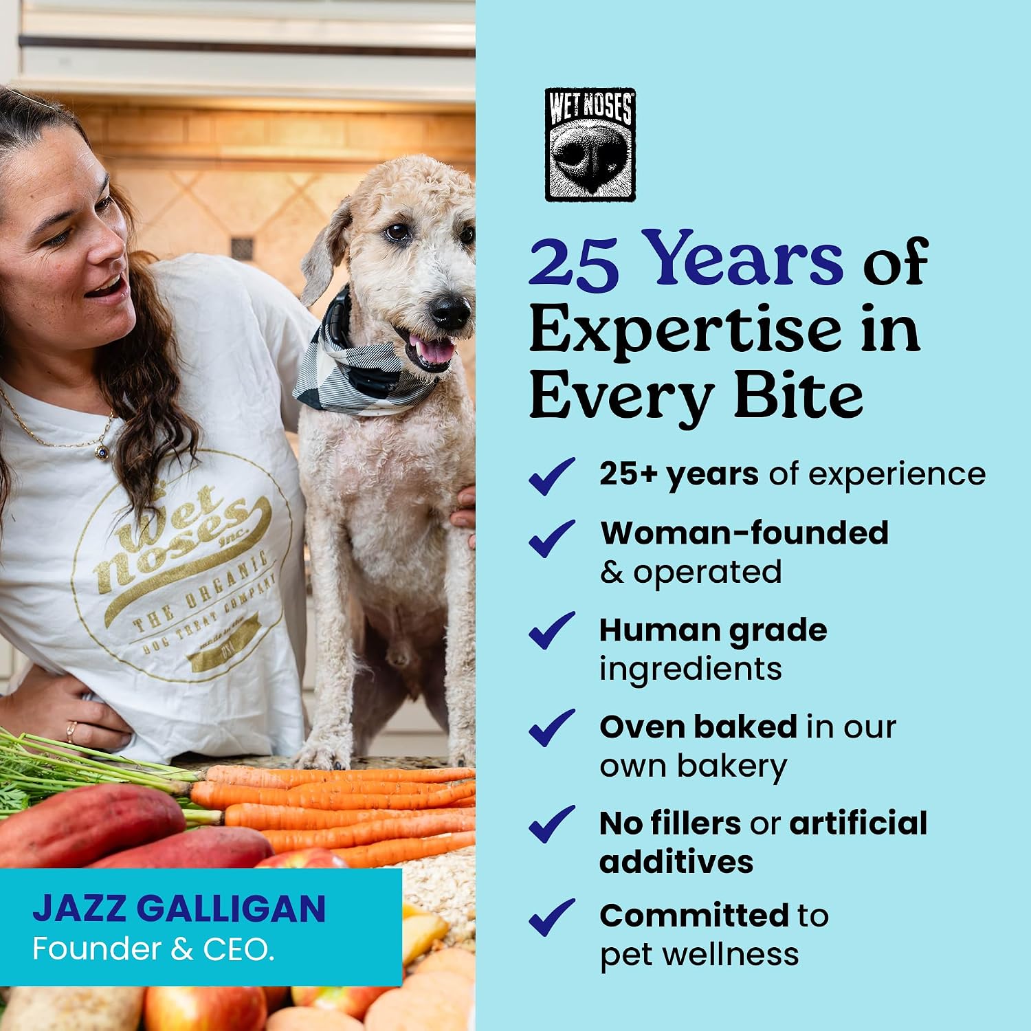 Wet Noses Organic Crunchy Dog Treats – All-Natural, Human-Grade, Non-GMO, Healthy Training & Delicious Snacks for Dogs