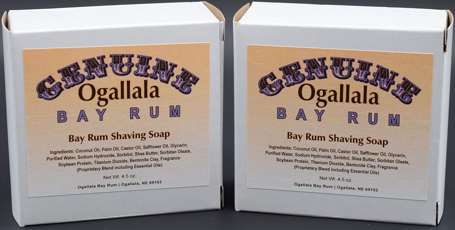 Two (2) of Genuine Ogallala Bay Rum Shaving Soap - Each Puck 4.5 oz