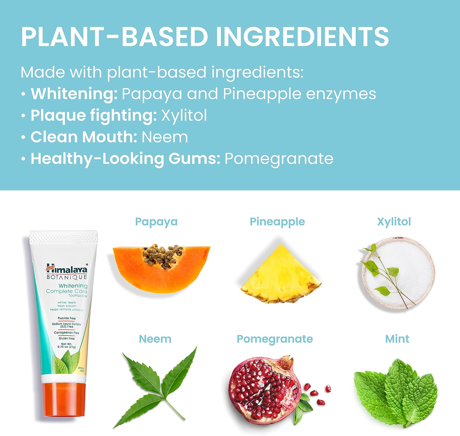 Himalaya Botanique Whitening Complete Care Toothpaste, Teeth Whitening, Fights Plaque, Fluoride Free, No Artificial Flavors, SLS Free, Cruelty Free, Foaming, Simply Mint Flavor, 5.29 Oz, 4 Pack