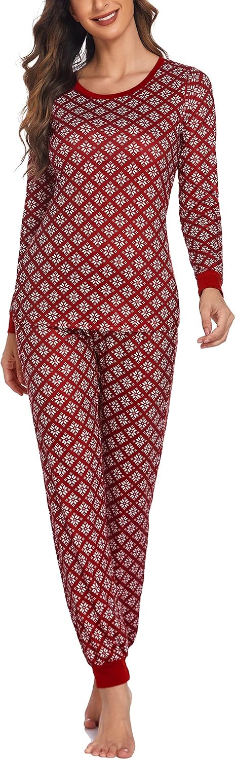 Ekouaer Womens Pajamas Sets Long Sleeve Tops with Jogger Pants