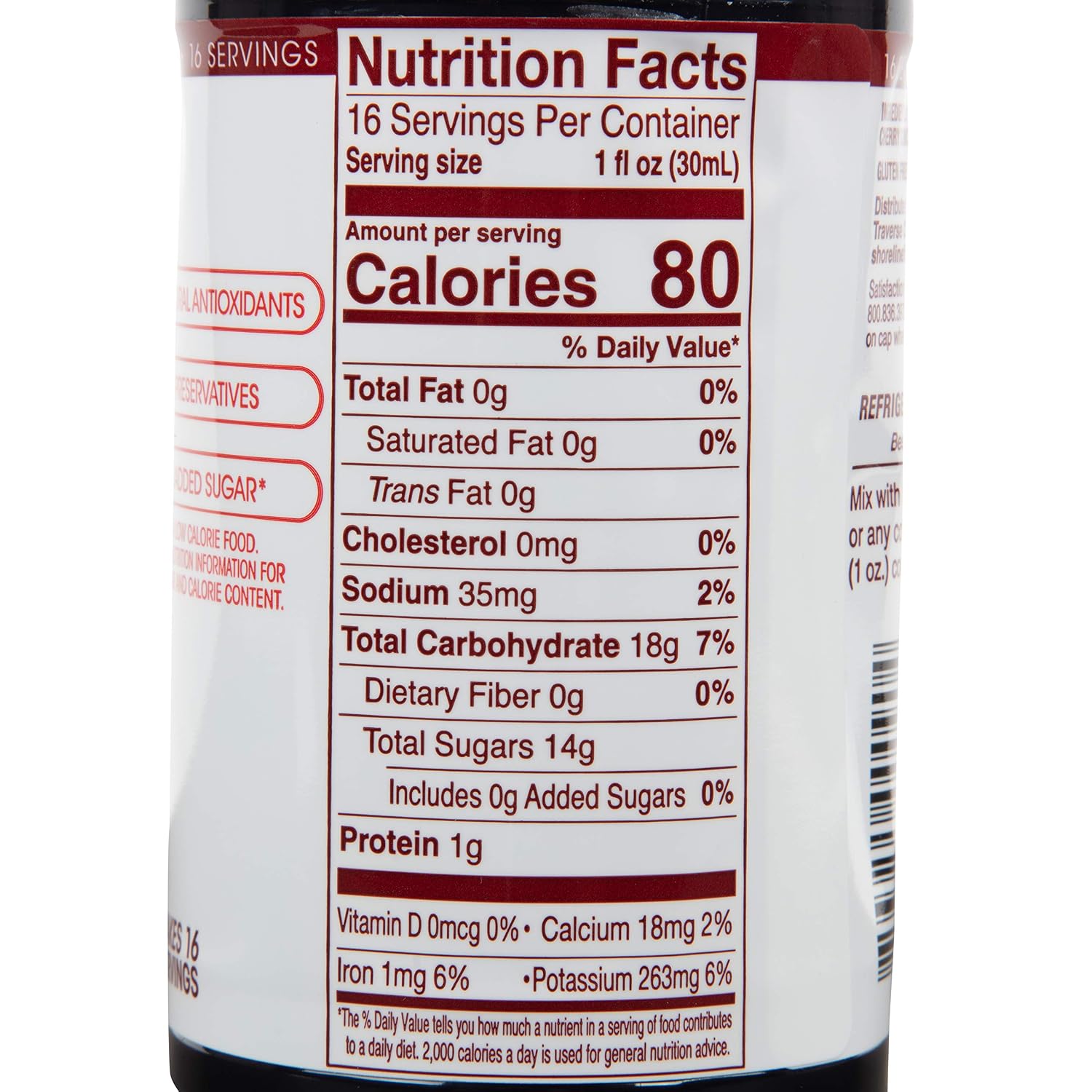 Cherry Bay Orchards Tart Cherry Concentrate - All Natural Juice to Promote Healthy Sleep, 16oz Bottle - Gluten Free, Natural Antioxidants, No Added Sugar or Preservatives